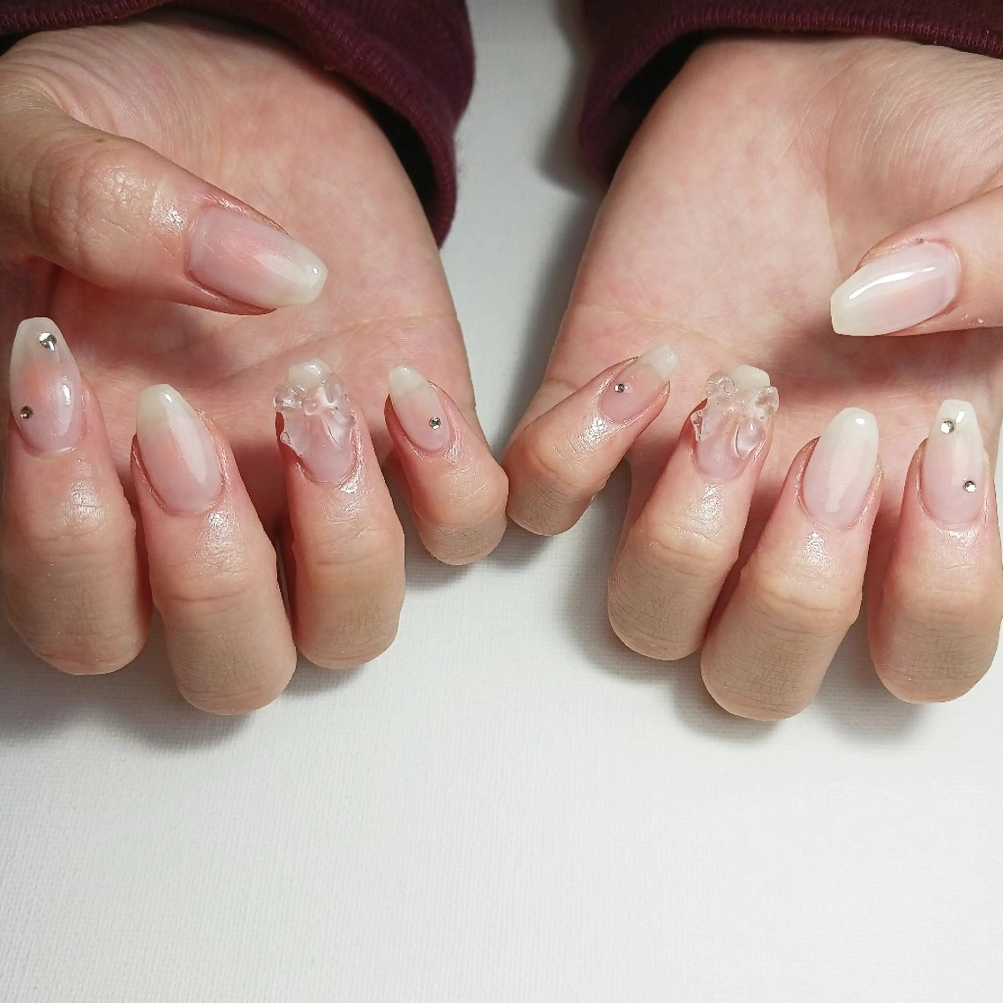 ネイル チークネイル ジェルネイル 持ち込み リボン 冬ネイル ハンドネイル owlnail /持込みデザイン専門のネイルデザイン