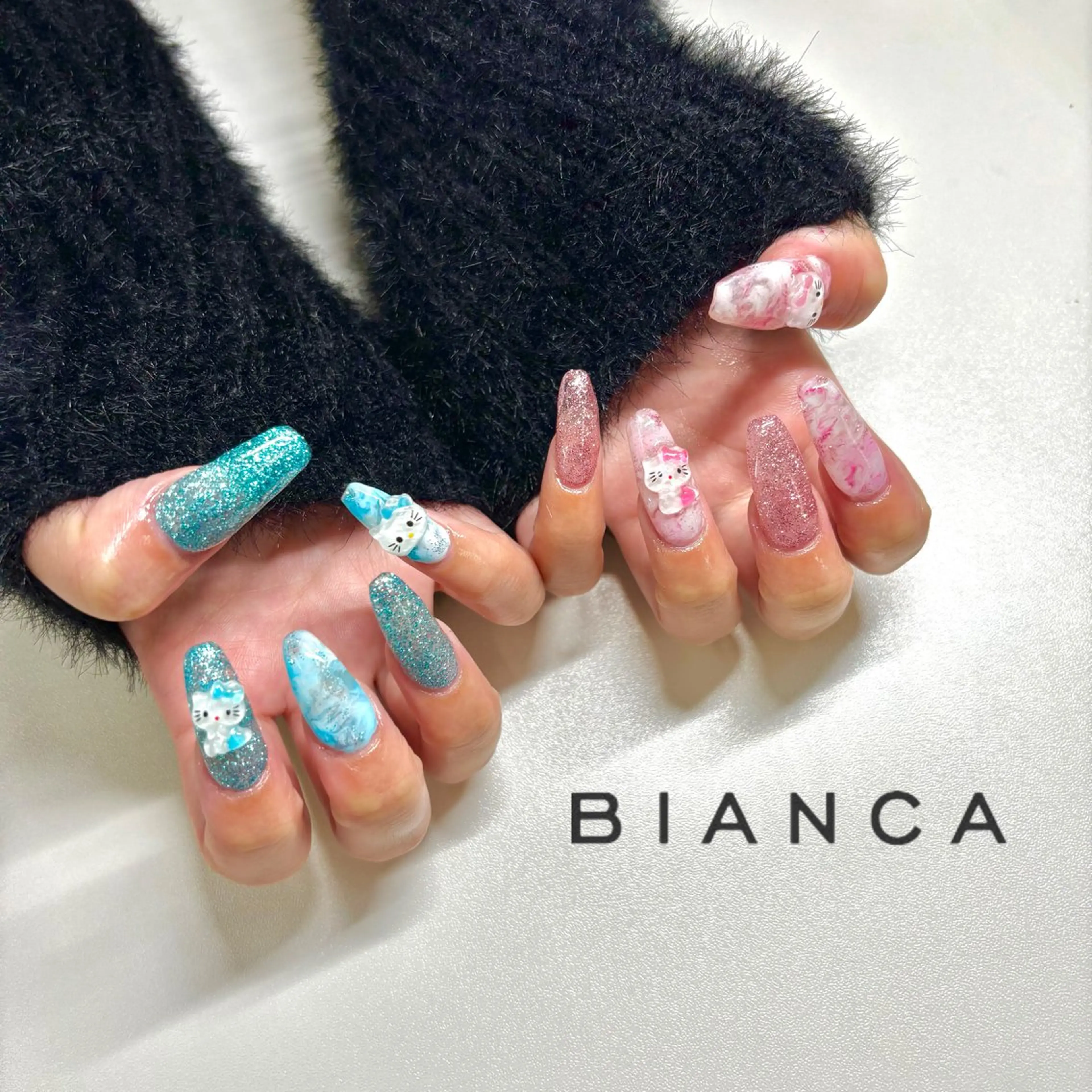 ネイル キラキラネイル ラメ(グリッター) 大理石ネイル(マーブル) ワンカラーネイル Bianca 長津田 松原・*°☆のネイルデザイン