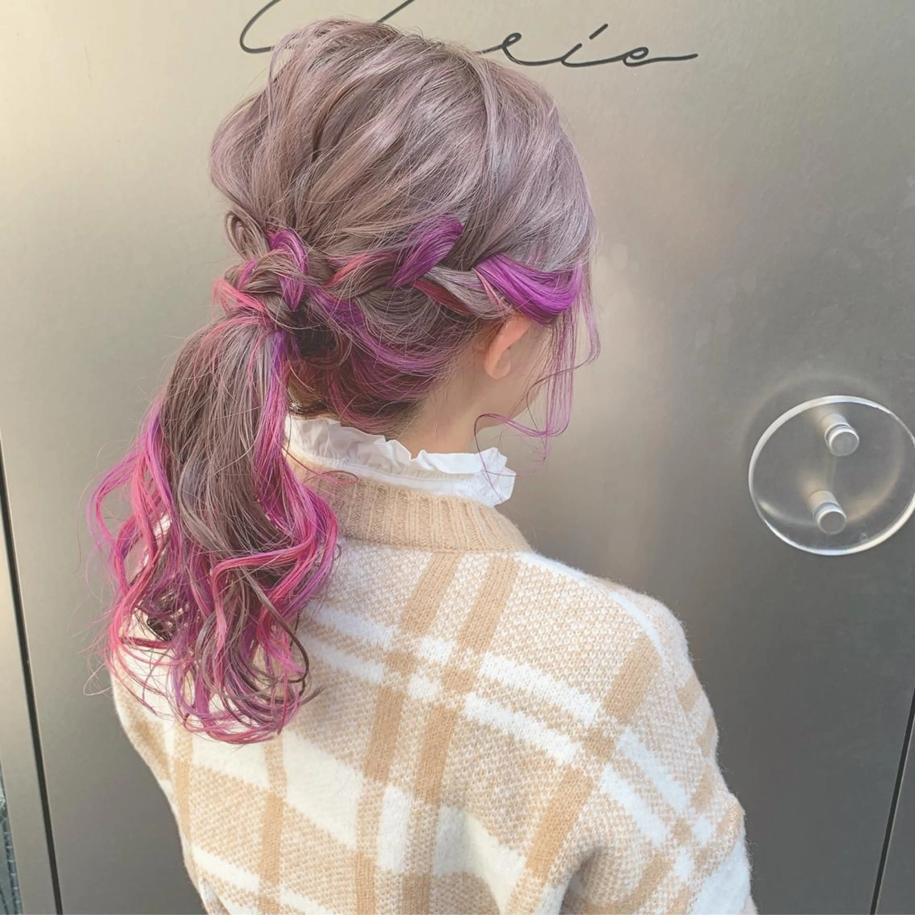 セミロング カラー ブリーチ インナーカラー インナーカラー/天神 ブリーチ/吉田のヘアスタイル