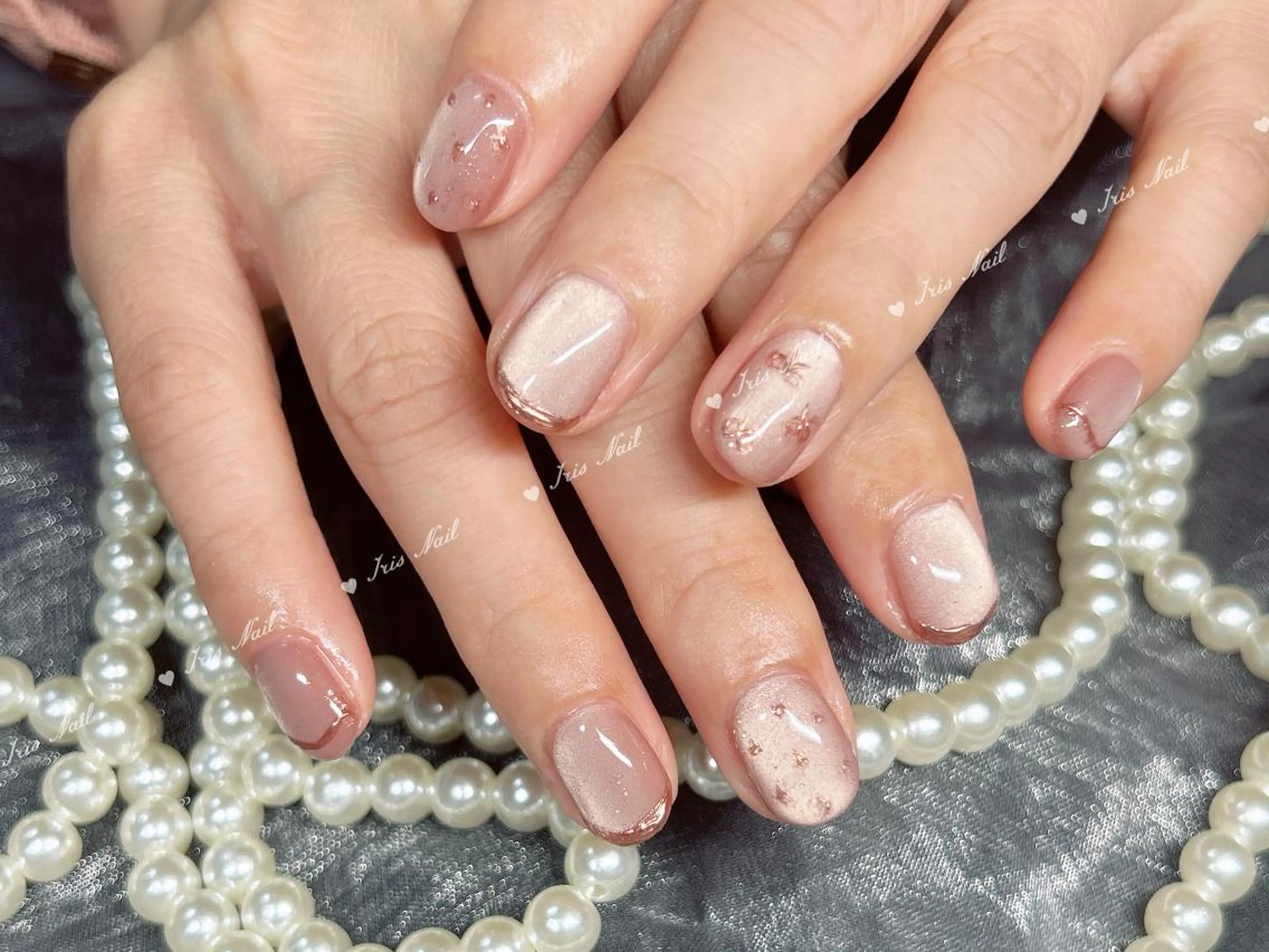 ネイル リボン ハンドネイル ハンドケア IRIS NAIL大塚のネイルデザイン