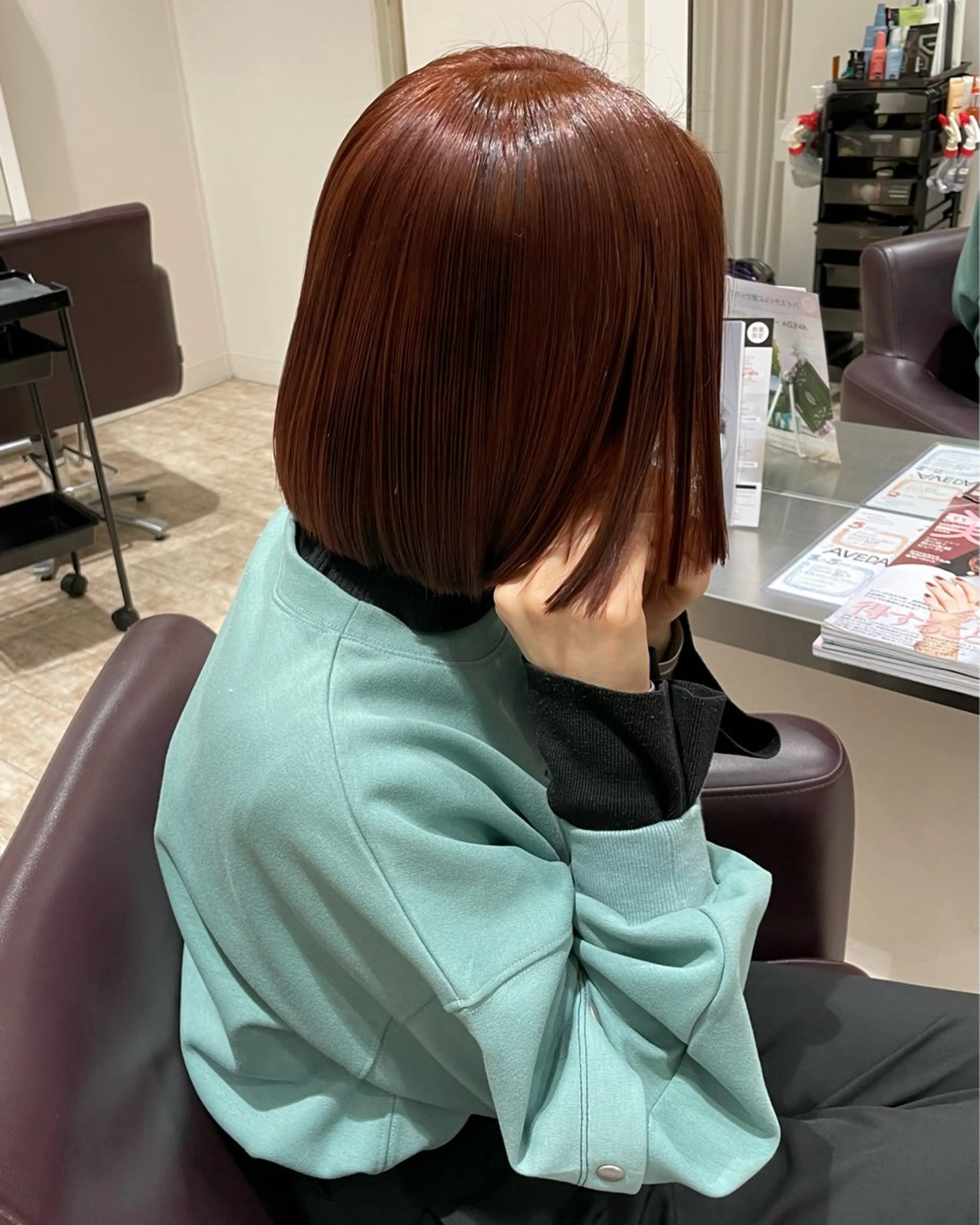 ミディアム カラー ブリーチ 透明感カラー ブリーチなしカラー オレンジ ピンクカラー Behive 仙台駅前店所属・クドウ ヒカリのヘアスタイル