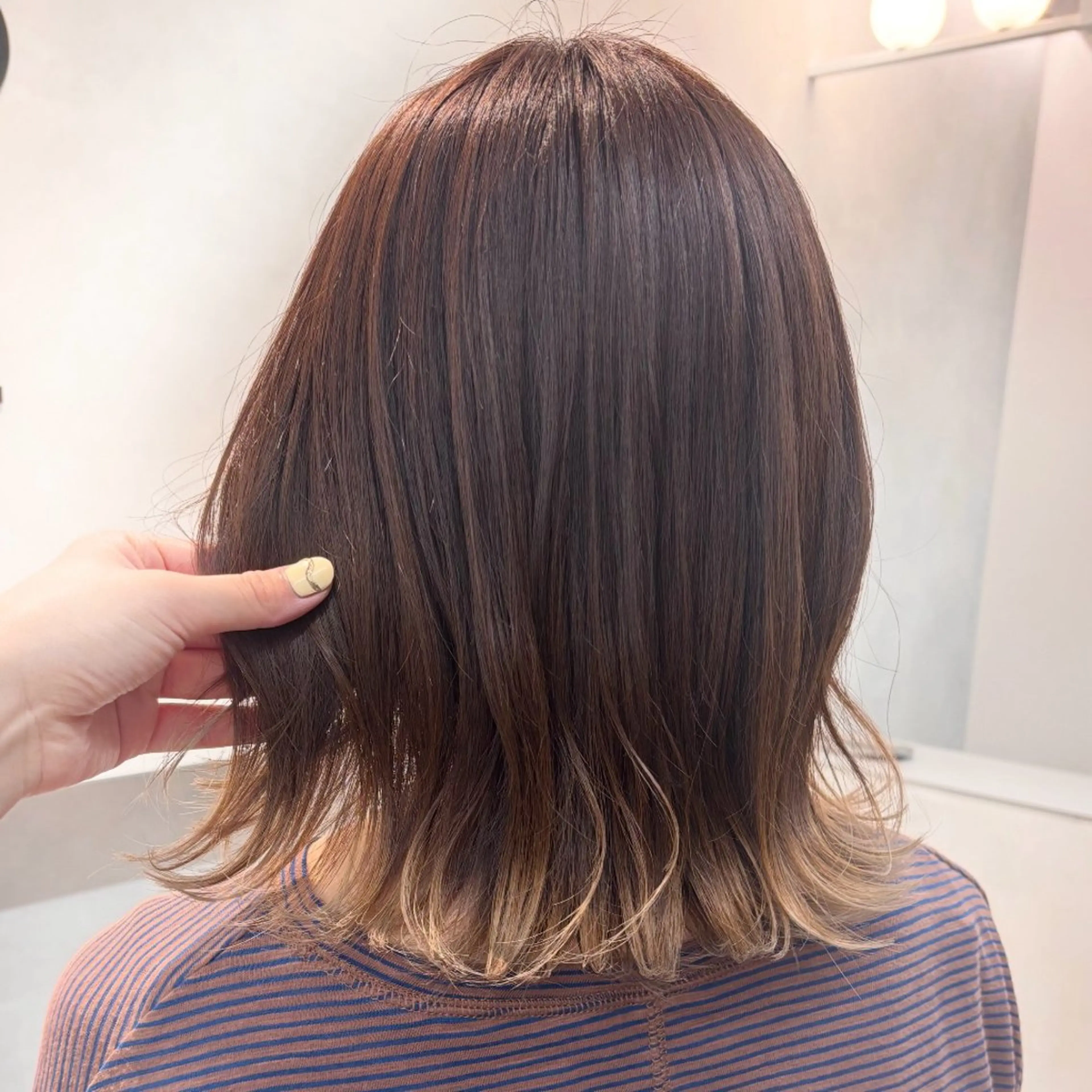 ミディアム ボブ ブリーチなし透明感 カラー✳︎ayaneのヘアスタイル