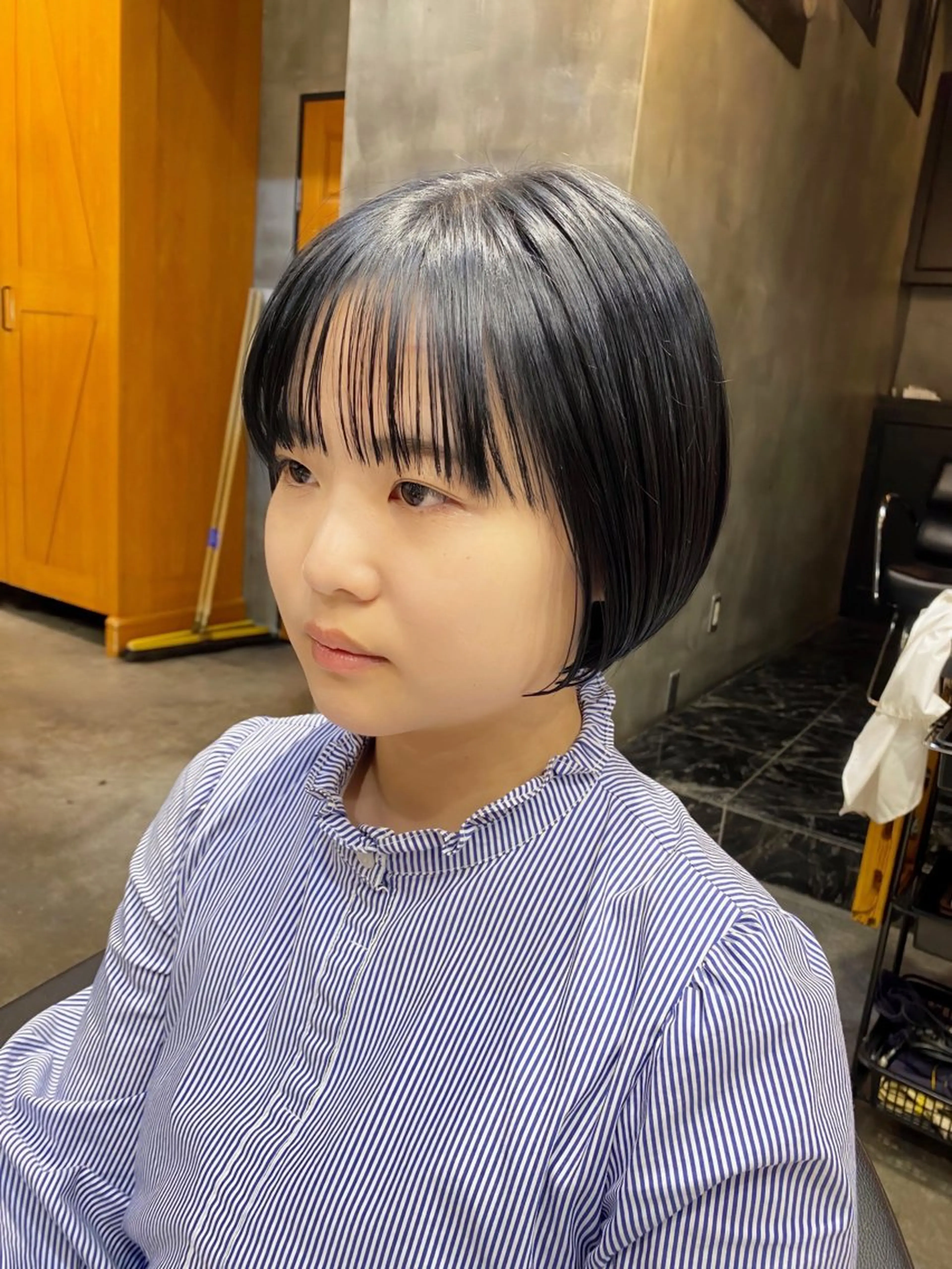 ショート カラー ショートボブ 黒髪 ブルーカラー ブルーブラック ボブ カット ヘアカラー トリートメント ブリーチなしダブル カラー🧸🐺陽介のヘアスタイル
