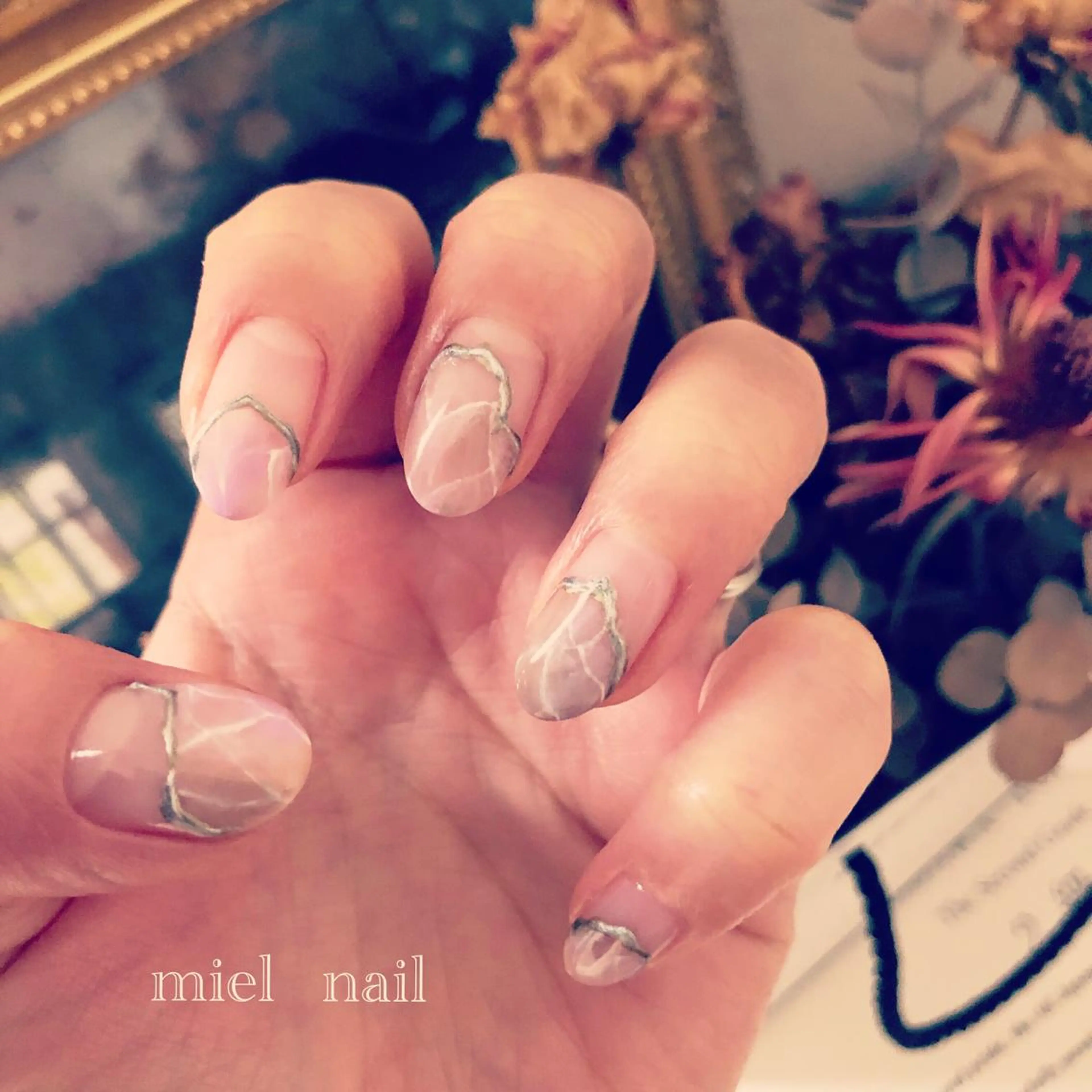 ネイル 大理石ネイル(マーブル) 春ネイル ハンドネイル miel nailのネイルデザイン