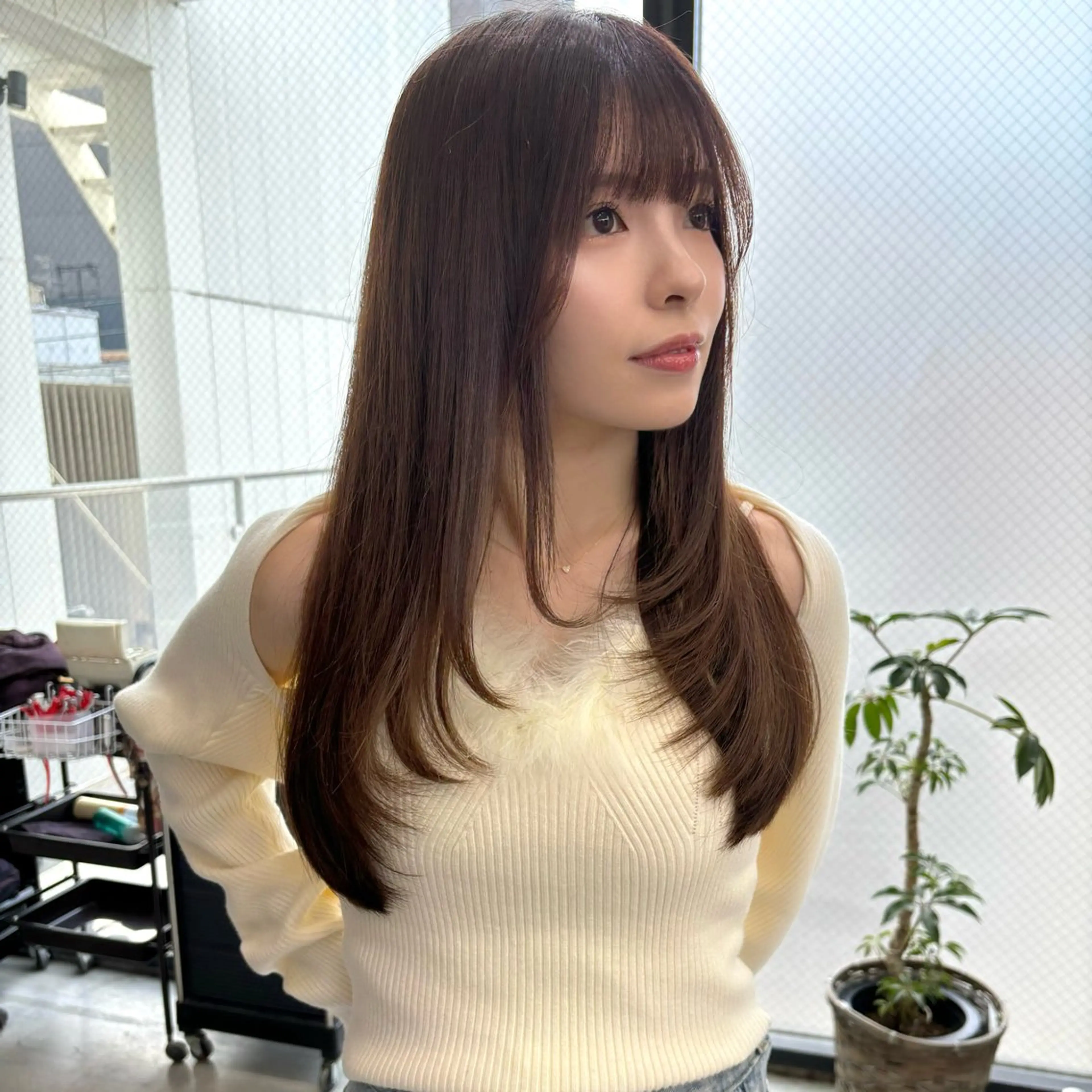 セミロング カラー 顔まわりレイヤー 顔周りカット レイヤーカット カット トリートメント ボブ/くびれボブ/ 髪質改善/Ru-kaのヘアスタイル
