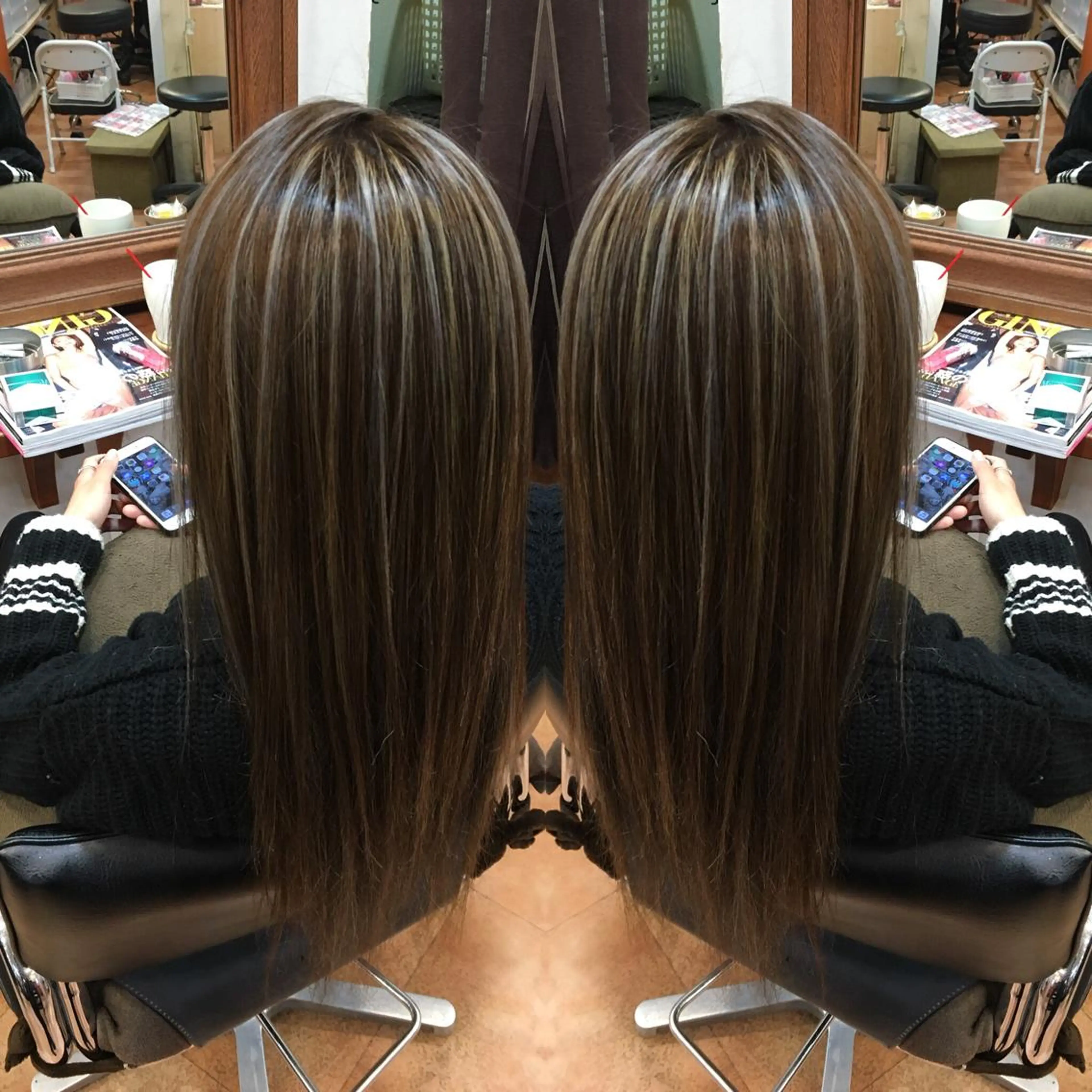セミロング ハイライト ヘアカラー トリートメント LOCO Ko-kiのヘアスタイル