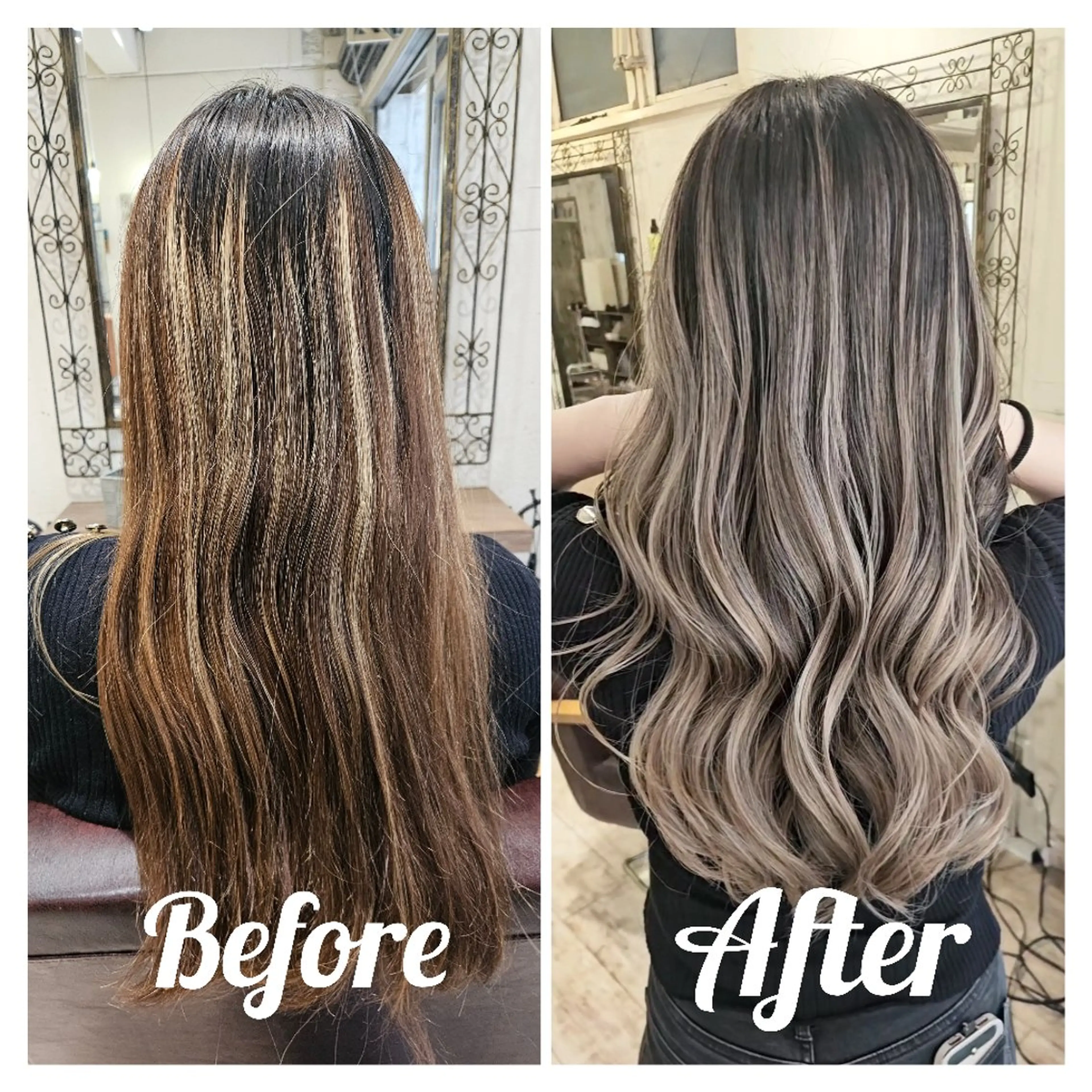 ロング カラー バレイヤージュ ベージュカラー ブリーチ ダブルカラー ハイライトカラー ヘアカラー cherie所属・バレイヤージュ/ ハイライト/大内格のヘアスタイル