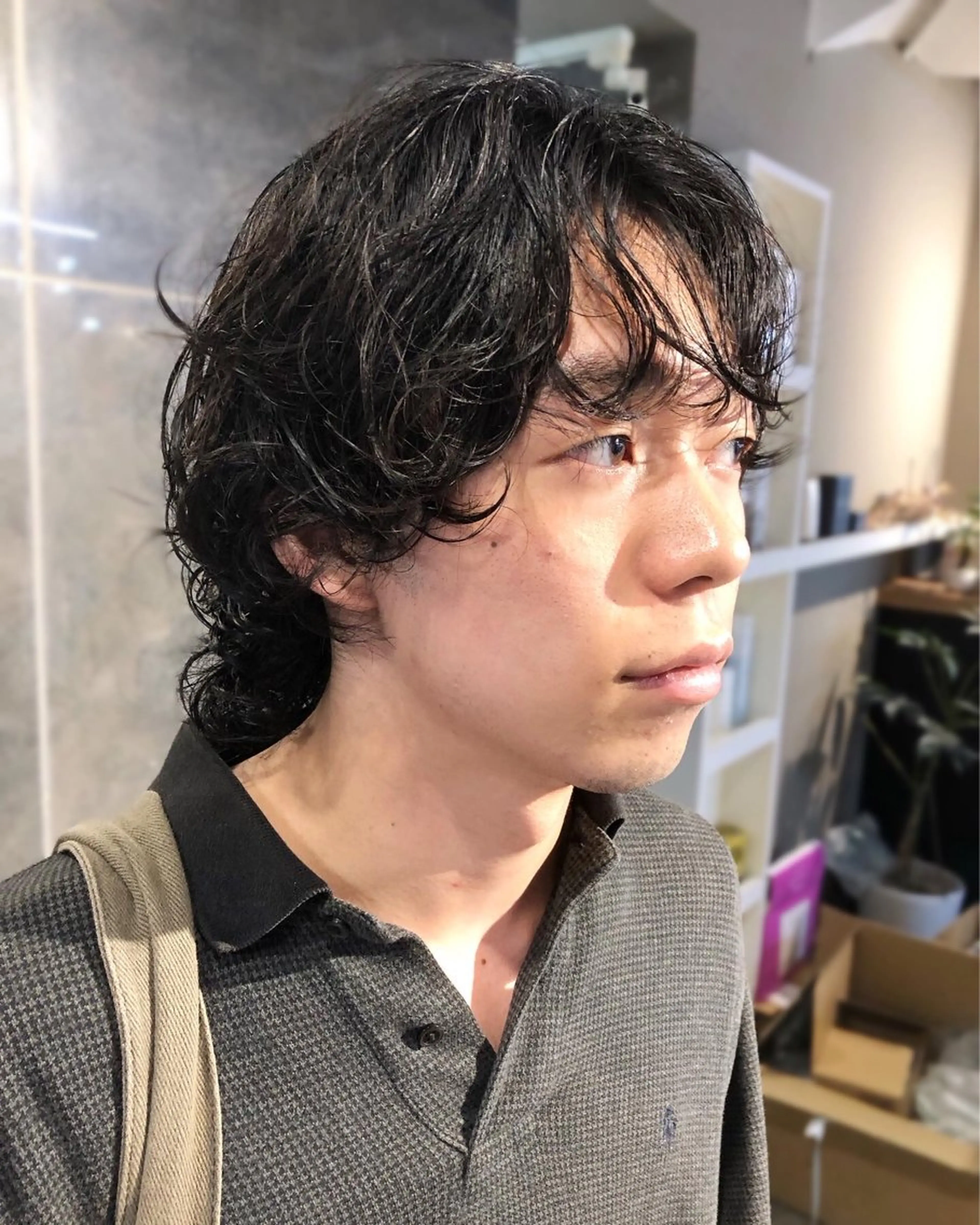 パーマ ヘアアレンジ メンズ メンズパーマ メンズウルフカット ウルフカット カット パーマ トリートメント ヘアセット メンズ特化✂️栗原 侑也のヘアスタイル