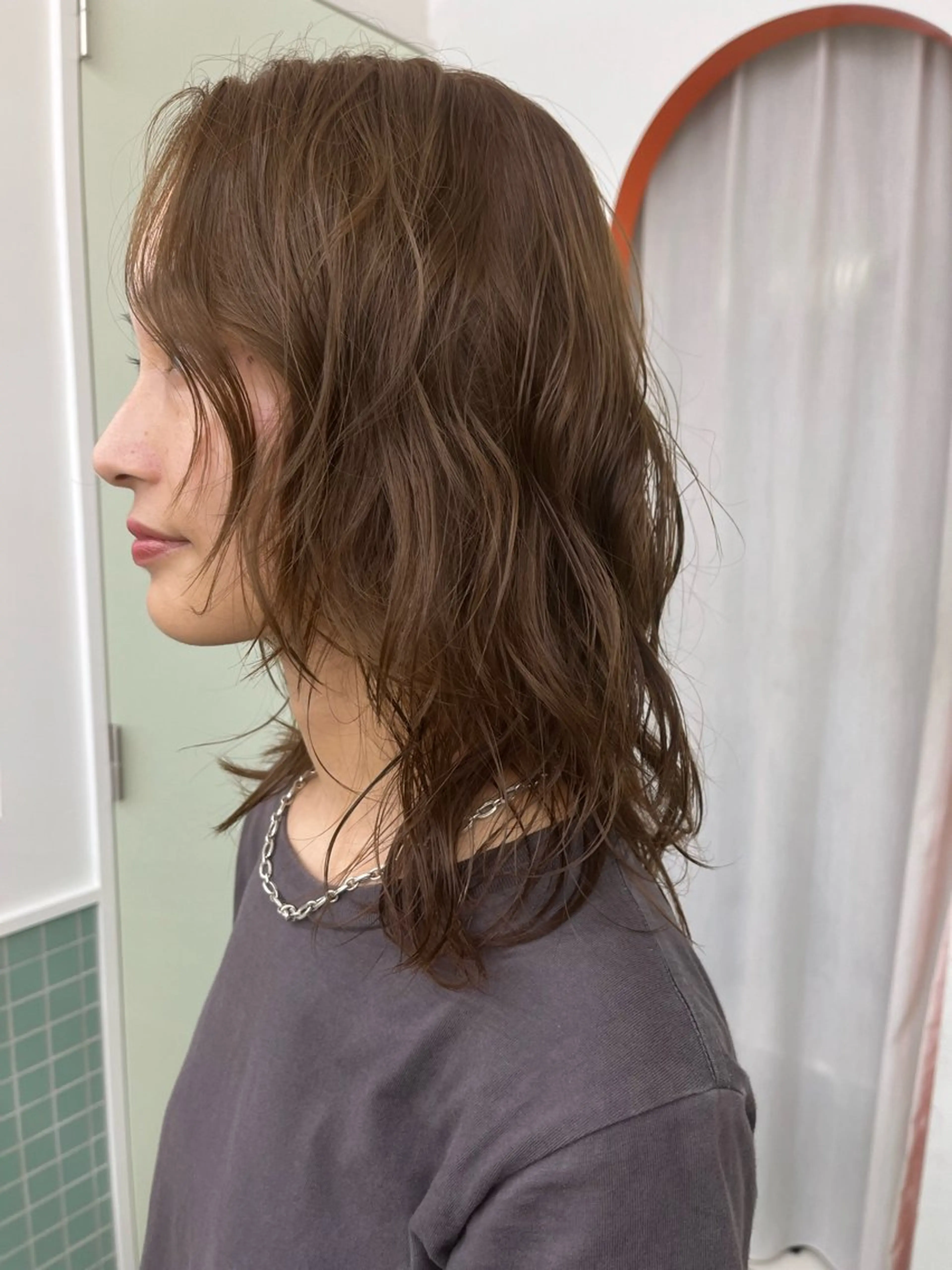 セミロング レイヤー/ケアパーマ /ニュアンス/モードのヘアスタイル