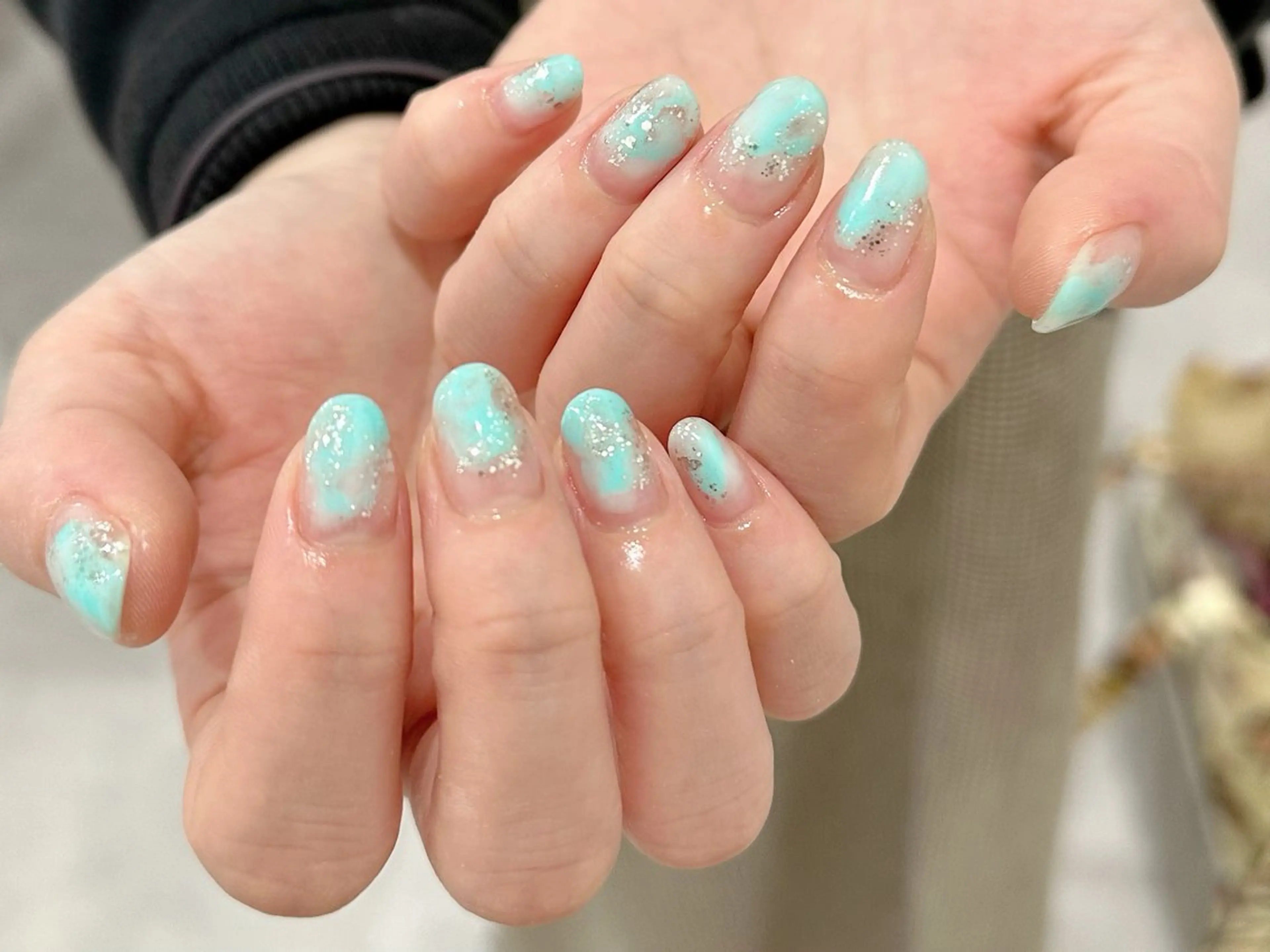 ネイル クリアネイル ラメ(グリッター) ニュアンスネイル wellmoon Tanaのネイルデザイン