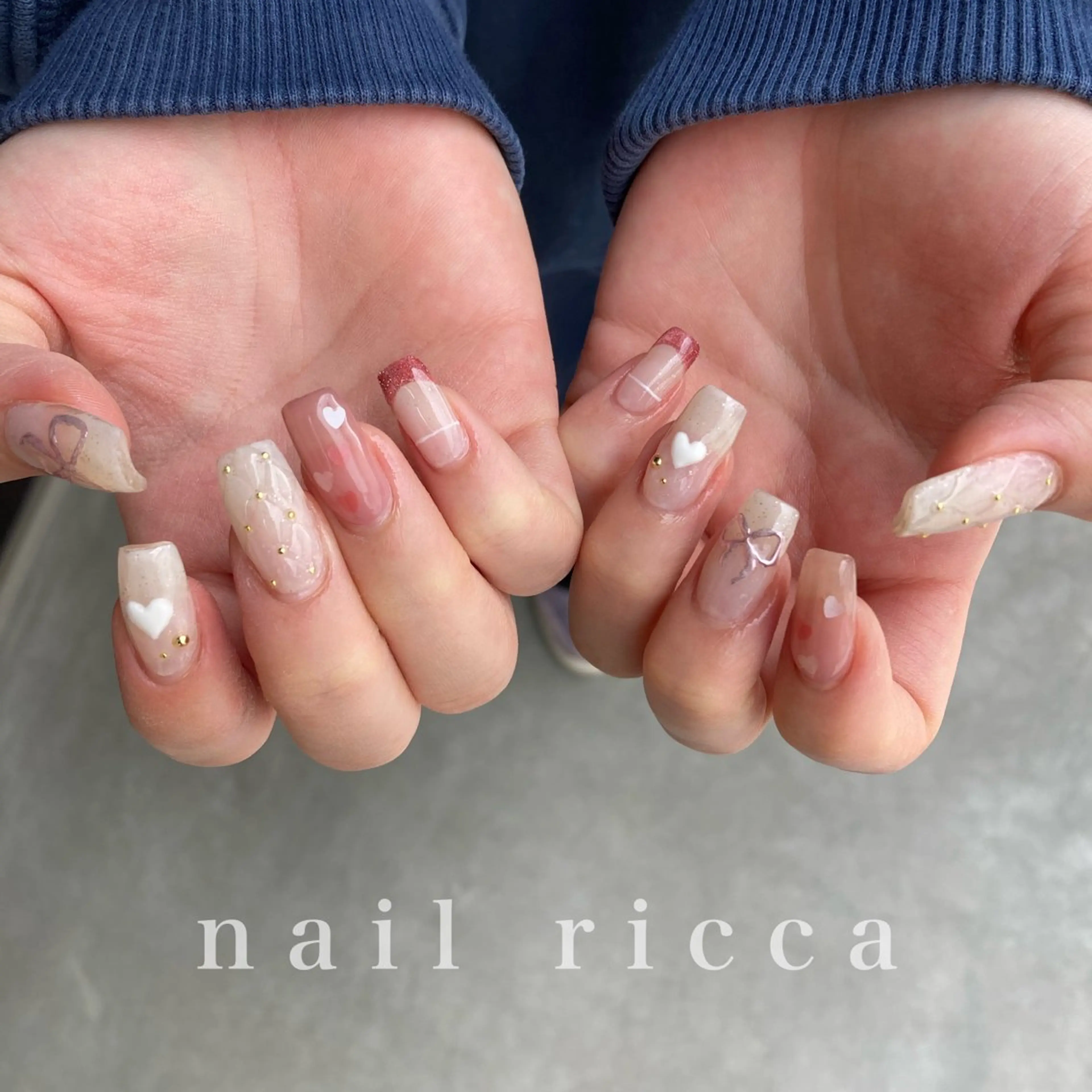 ネイル リボン リビングサロン ricca【リッカ】のネイルデザイン