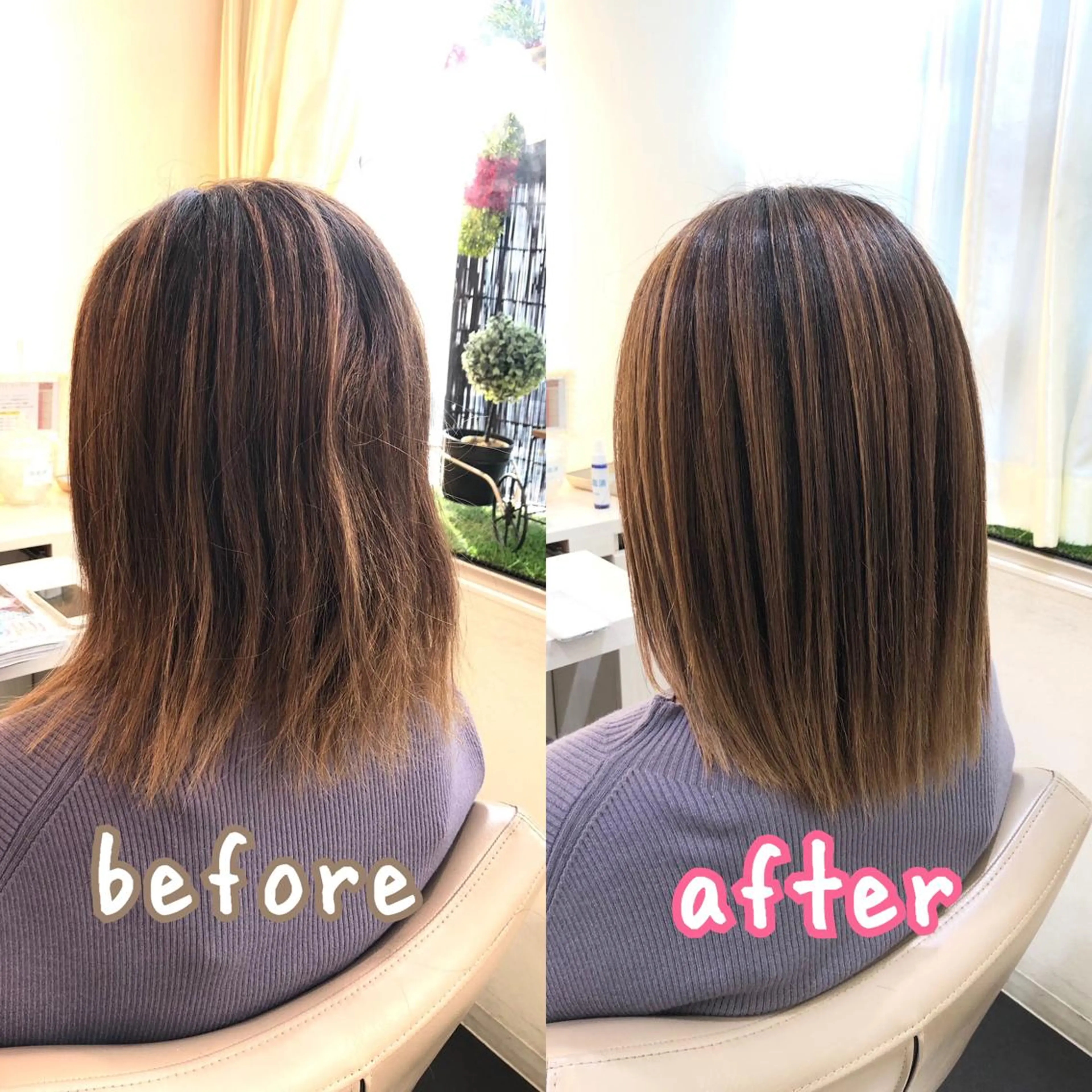 ミディアム パーマ くせ毛 縮毛矯正 安井　昴 💫ブリーチ縮毛矯正のヘアスタイル