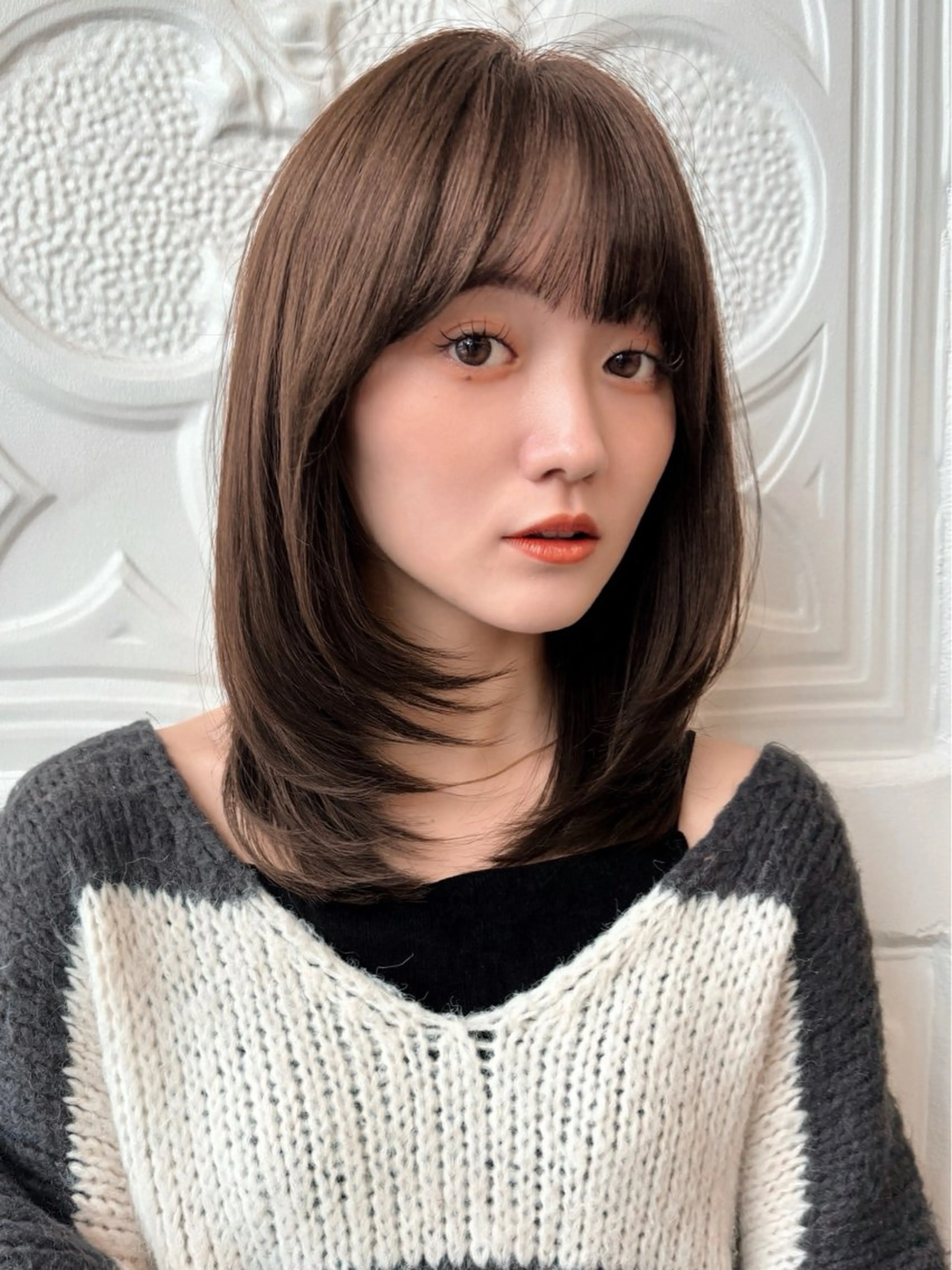 ミディアム カラー ヘアアレンジ ベージュカラー 透明感カラー ボブ レイヤーカット カット ヘアカラー トリートメント 🌱ボブ/レイヤー/ ベージュ/あやみ✨のヘアスタイル