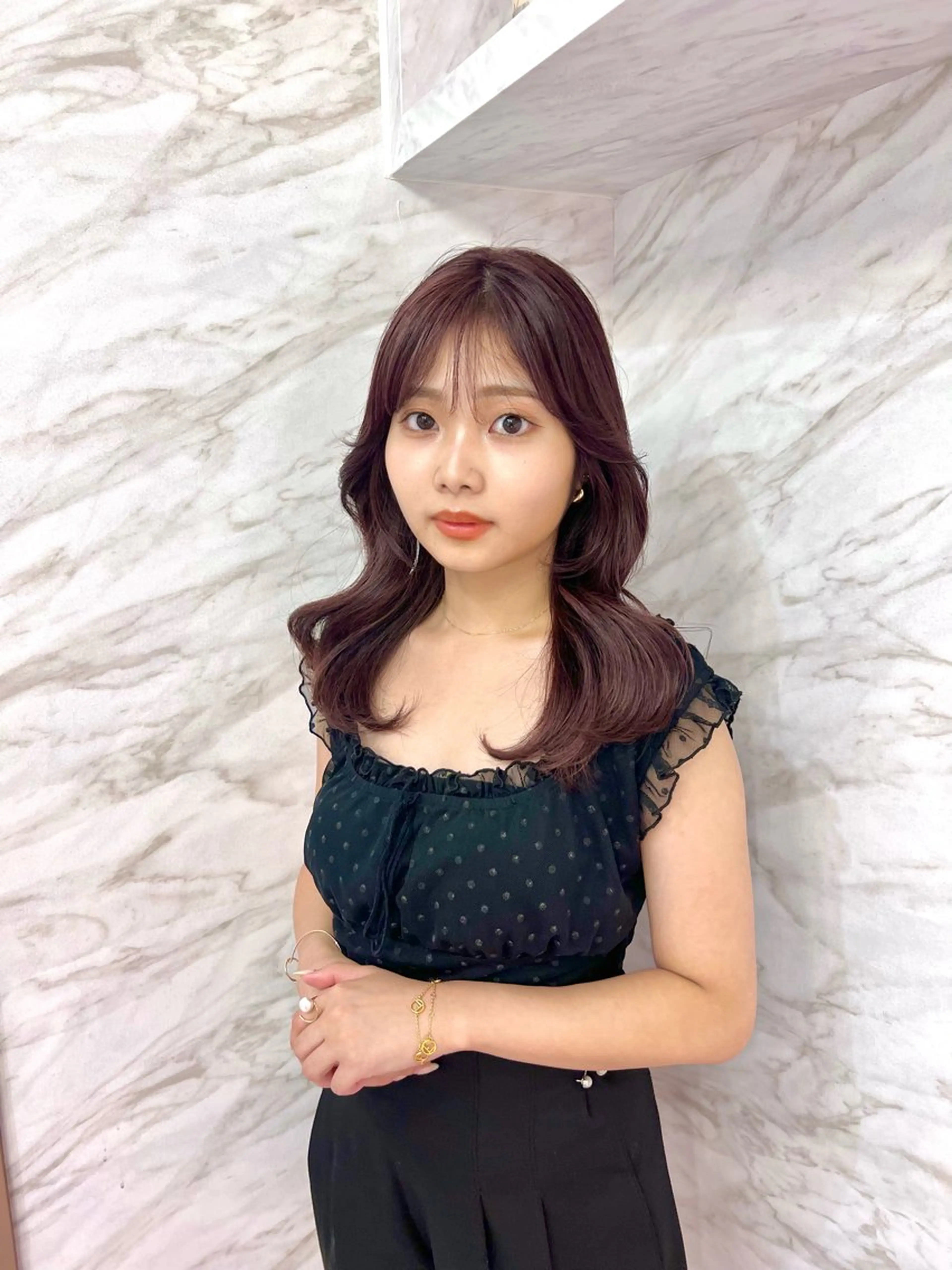 ロング カラー ヘアアレンジ 🎀韓国レイヤー🎀 顔周り　とばみかのヘアスタイル