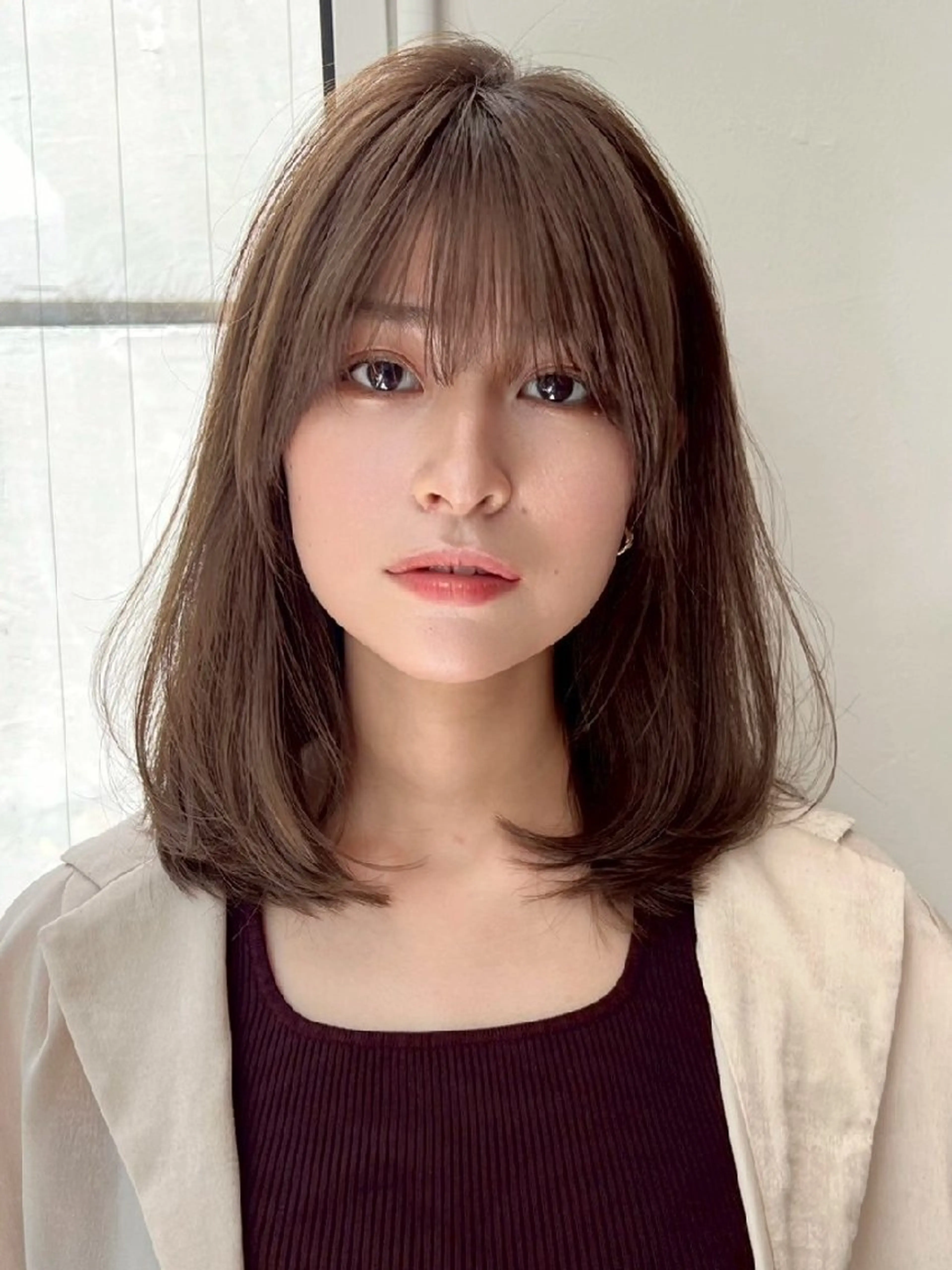ミディアム カラー ボブ レイヤーカット カット ヘアカラー トリートメント HONEY渋谷 髪質改善/ハイライトのヘアスタイル