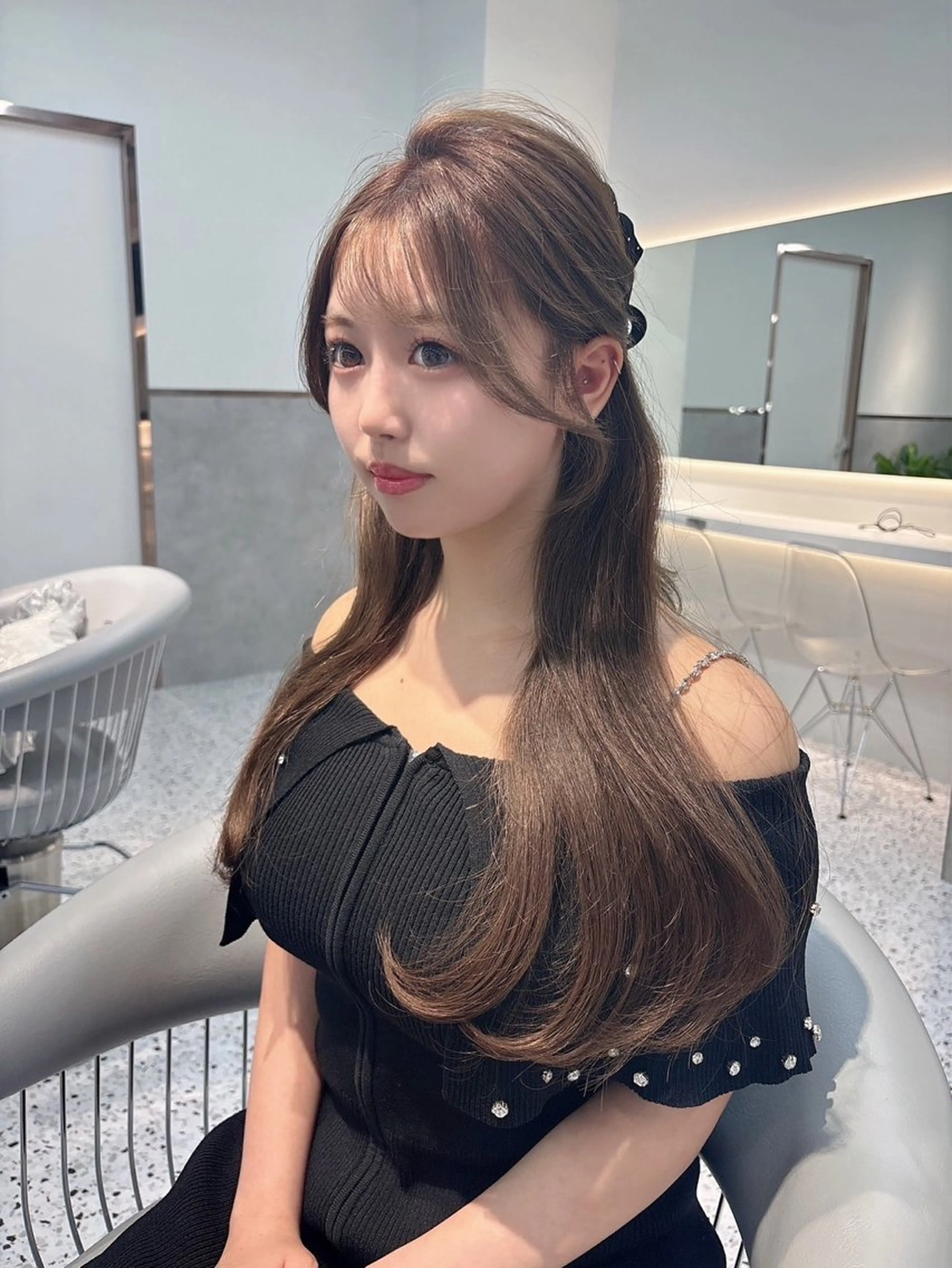 ロング カラー ヘアカラー トリートメント 髪質改善×韓国ヘアサロン Role 博多【ロール】所属・yui🎀ブリーチ なしWカラー／博多のヘアスタイル