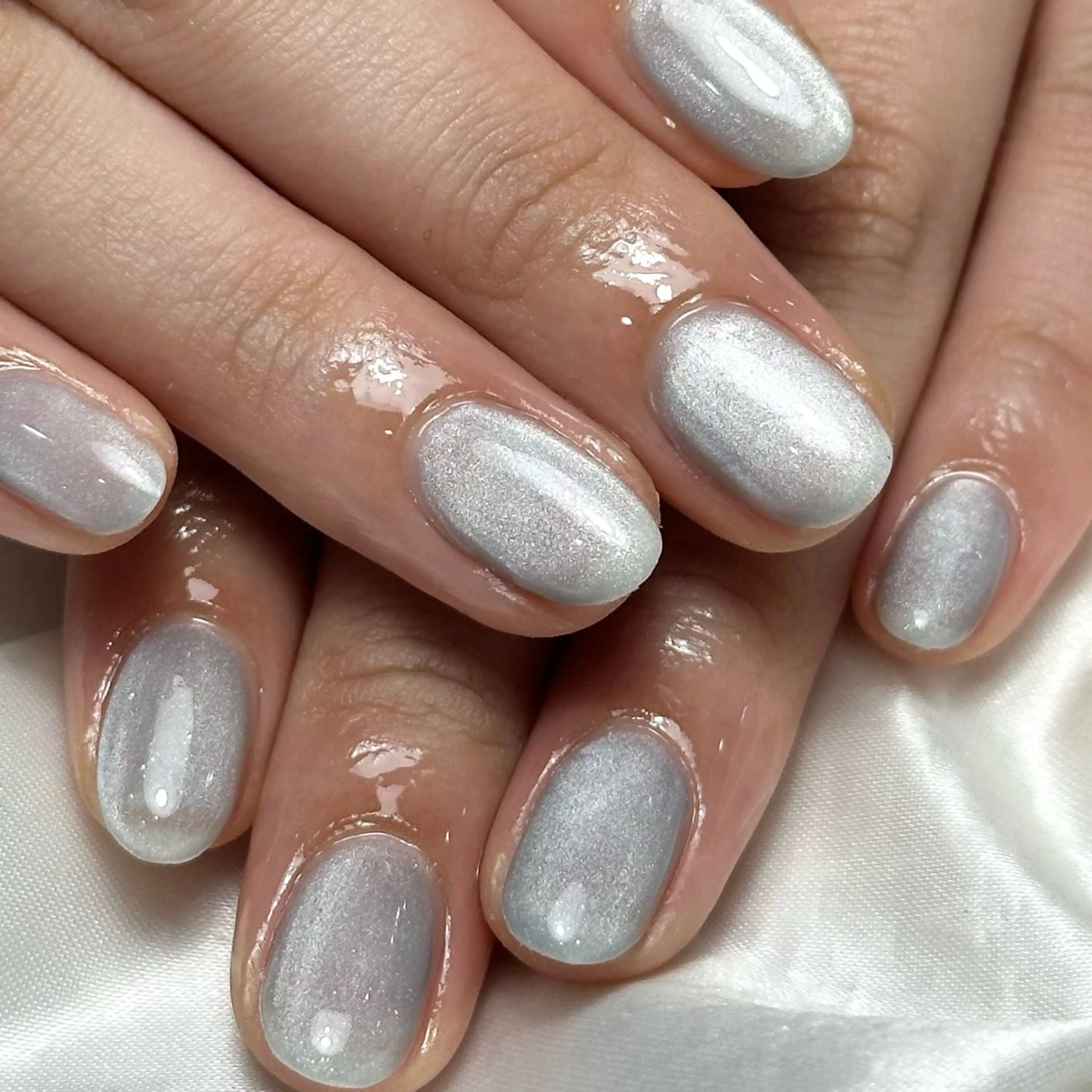 ネイル 水色 マグネットネイル ハンドネイル Ray nail natsu🎀のネイルデザイン