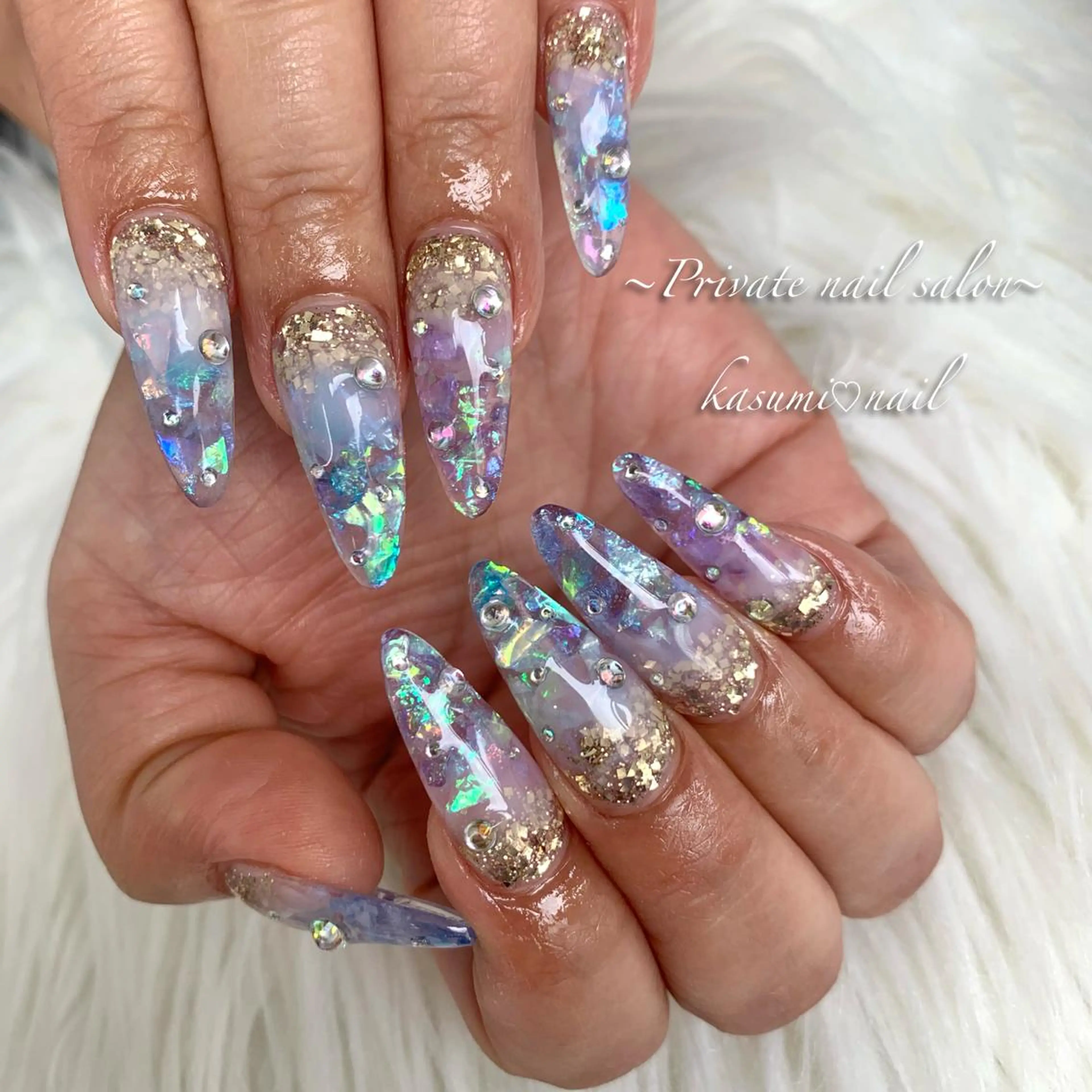 ネイル アートネイル ラメ(グリッター) マグネットネイル ミラーネイル 持ち込み KASUMI♡ Nailのネイルデザイン