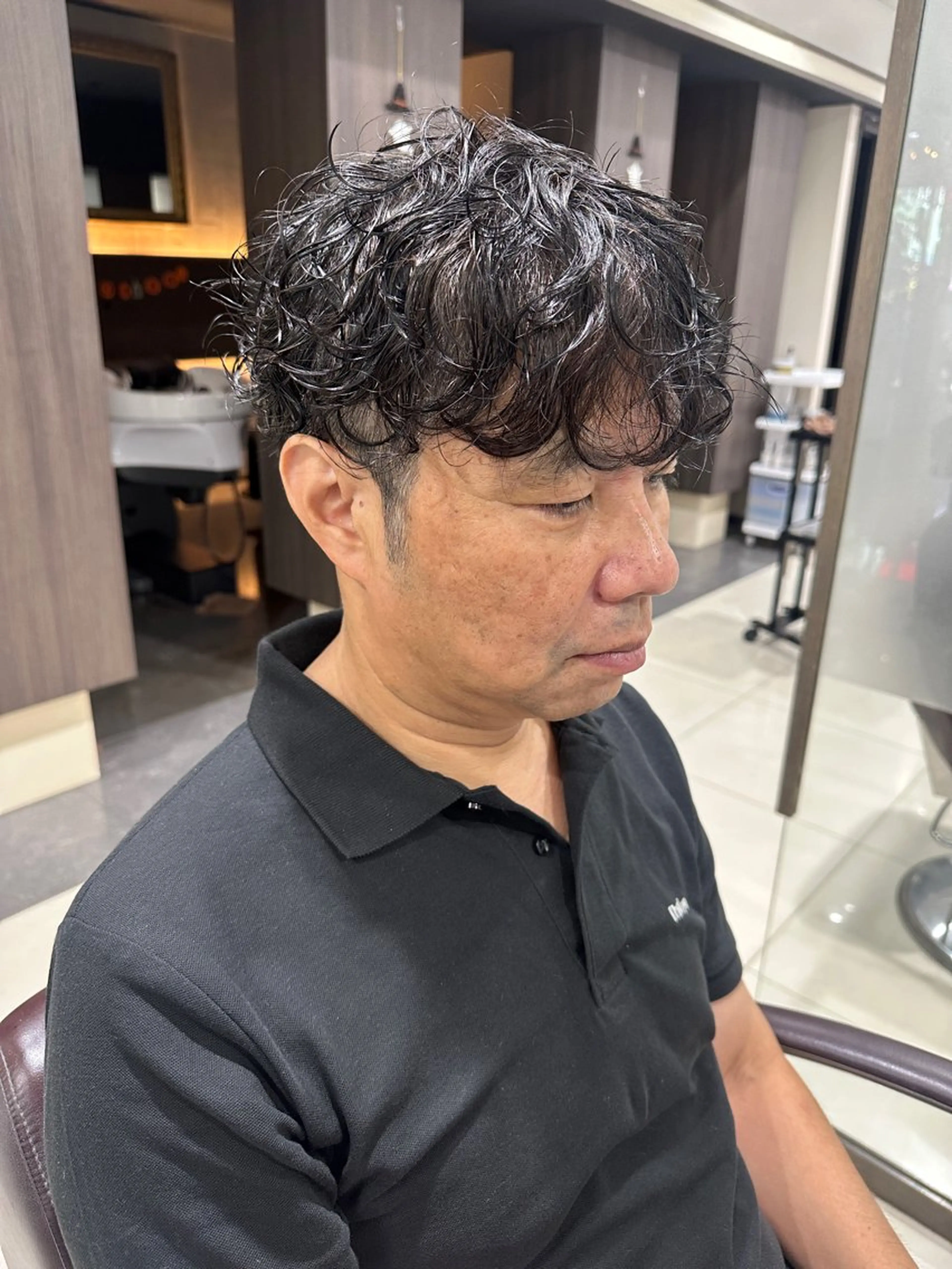 メンズ メンズパーマ カット パーマ 艶カラー🩷🌸🩷 layer🩷🩷のヘアスタイル