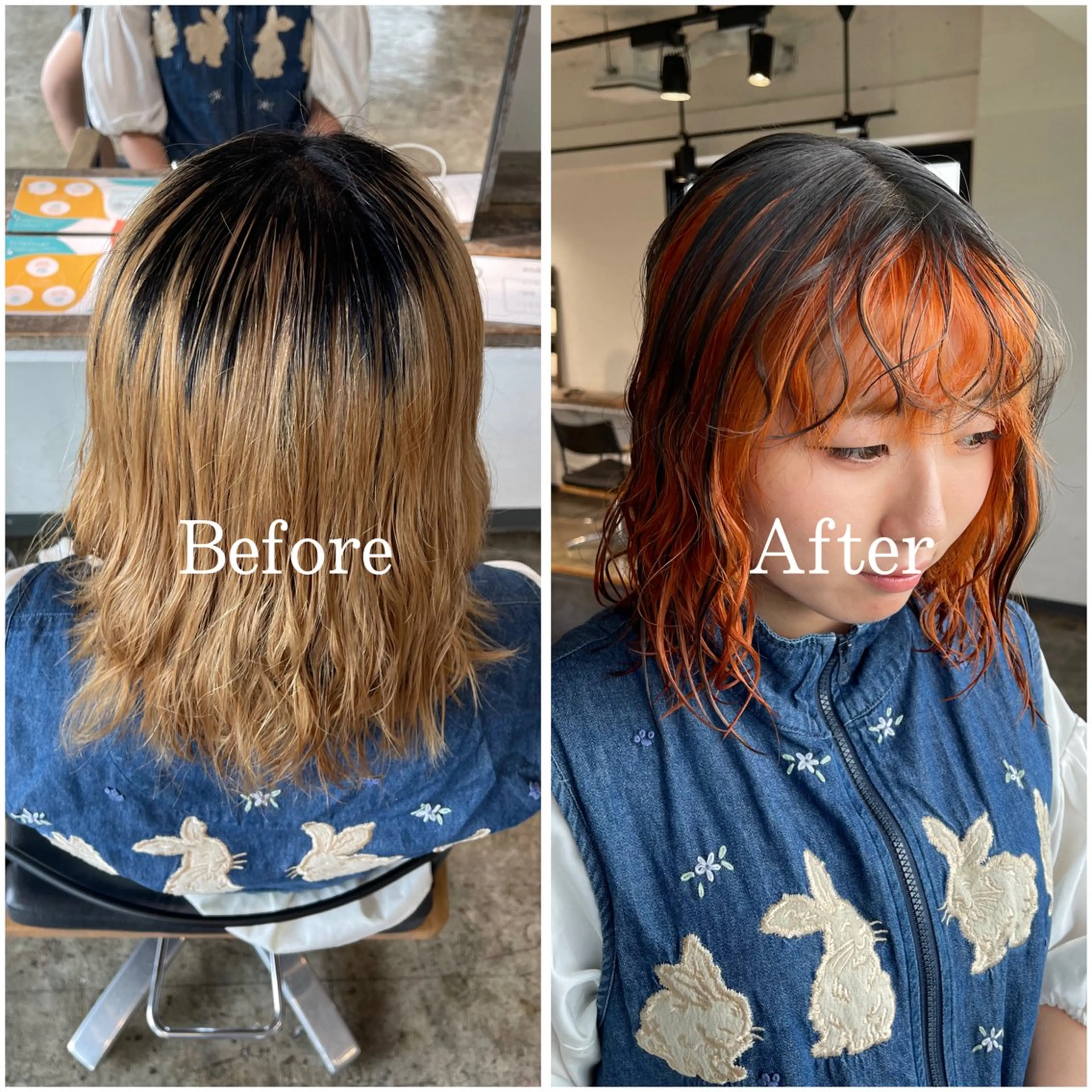 セミロング カラー ブリーチ デザインカラー ハイトーンカラー ムラ修正/ ハイトーン💖Riaのヘアスタイル