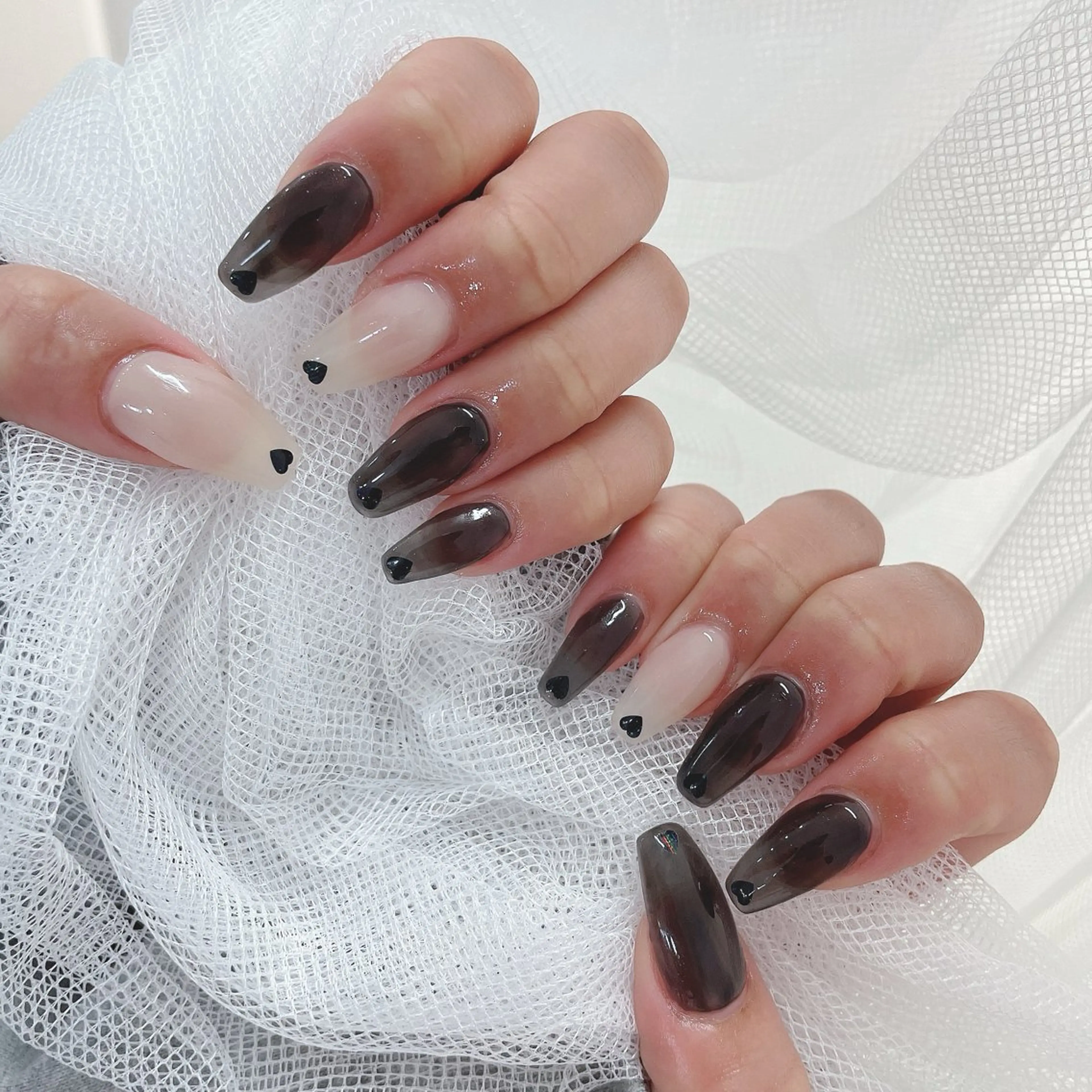 ネイル ハート ホログラムネイル ワンカラーネイル スカルプネイル Salon de Navi所属・🎀向田 優花🎀のネイルデザイン