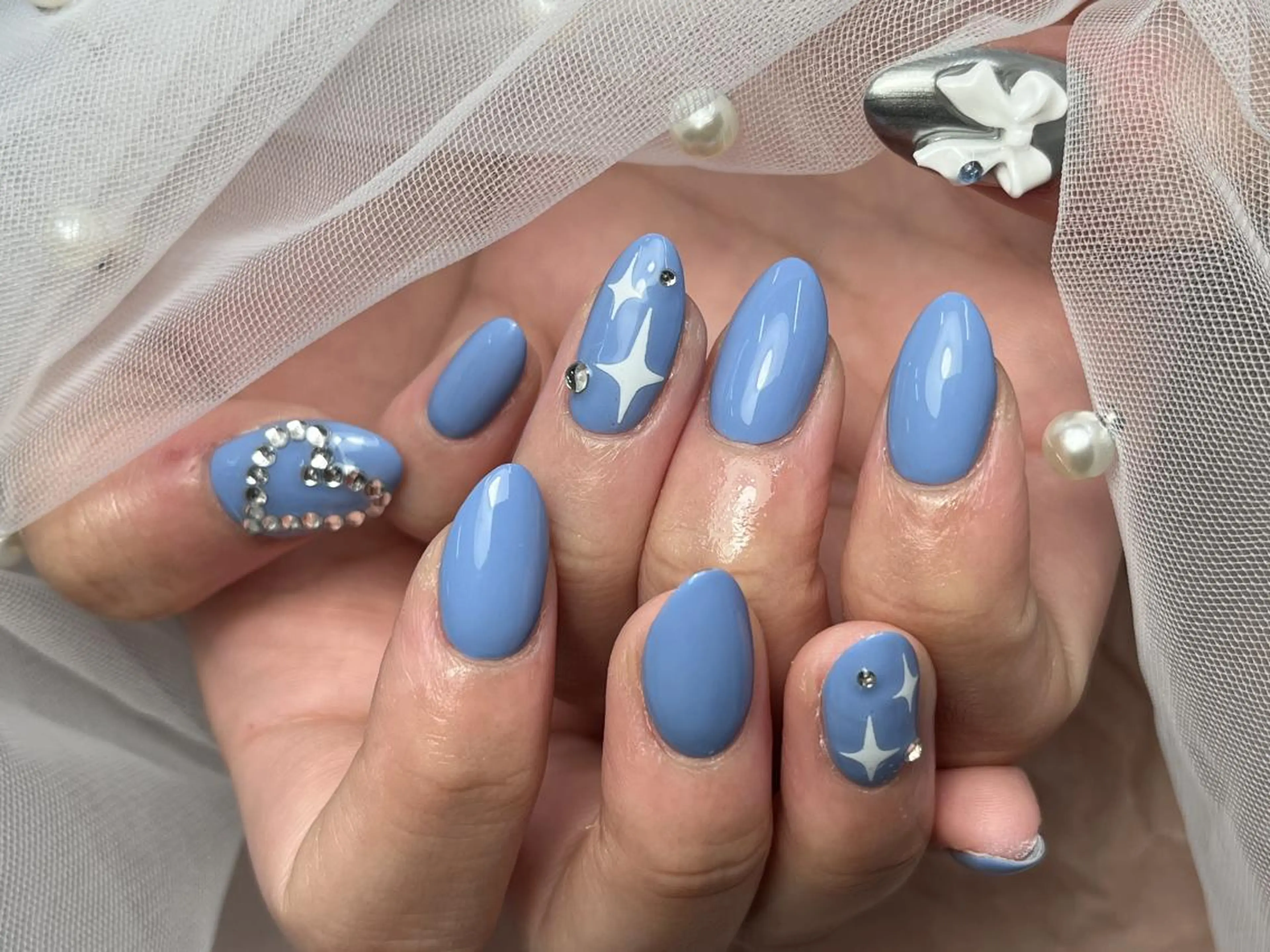 ネイル アートネイル ブルー 夏ネイル ハンドネイル ToliyDeliy Nail Salonのネイルデザイン