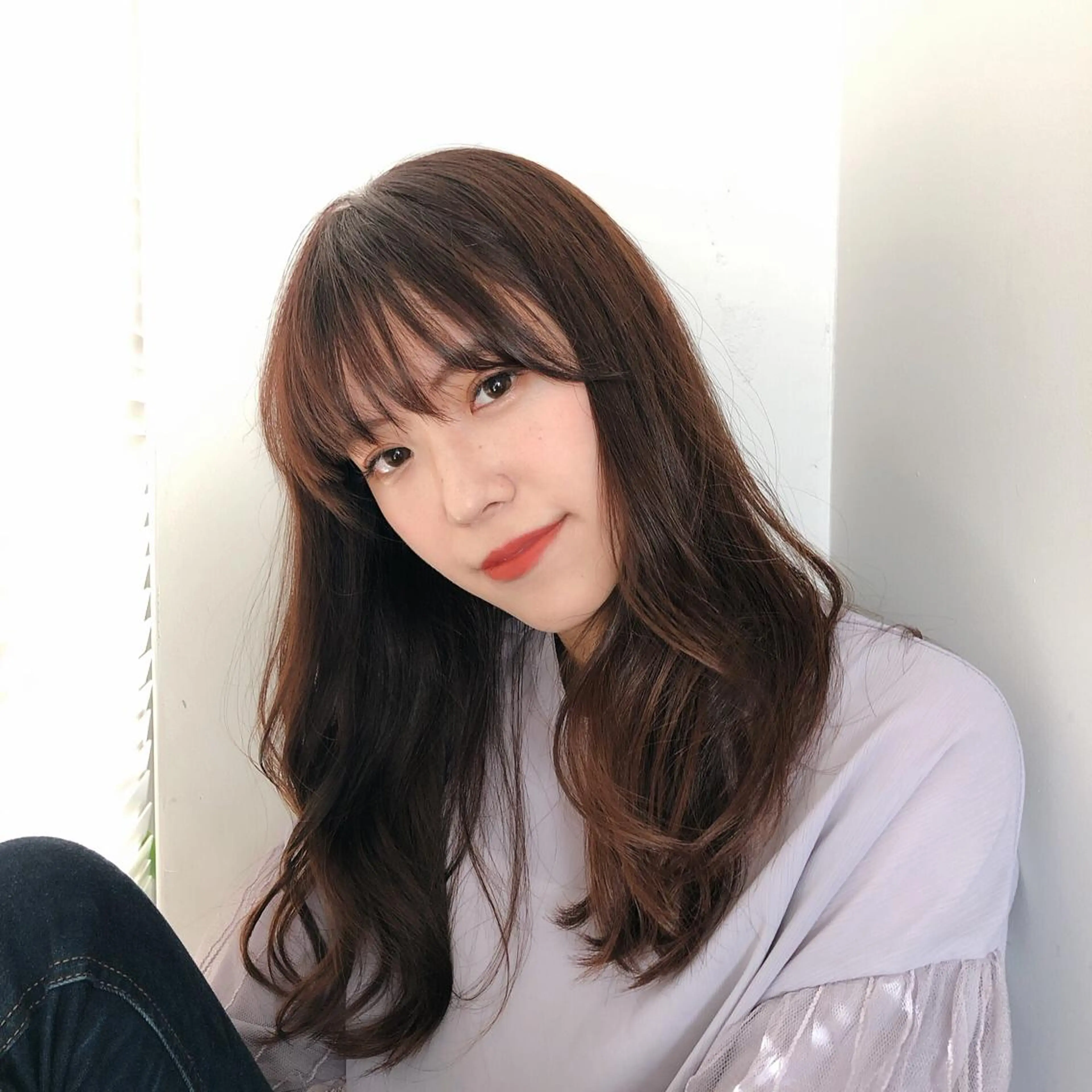 セミロング カラー カット 中村 玲のヘアスタイル