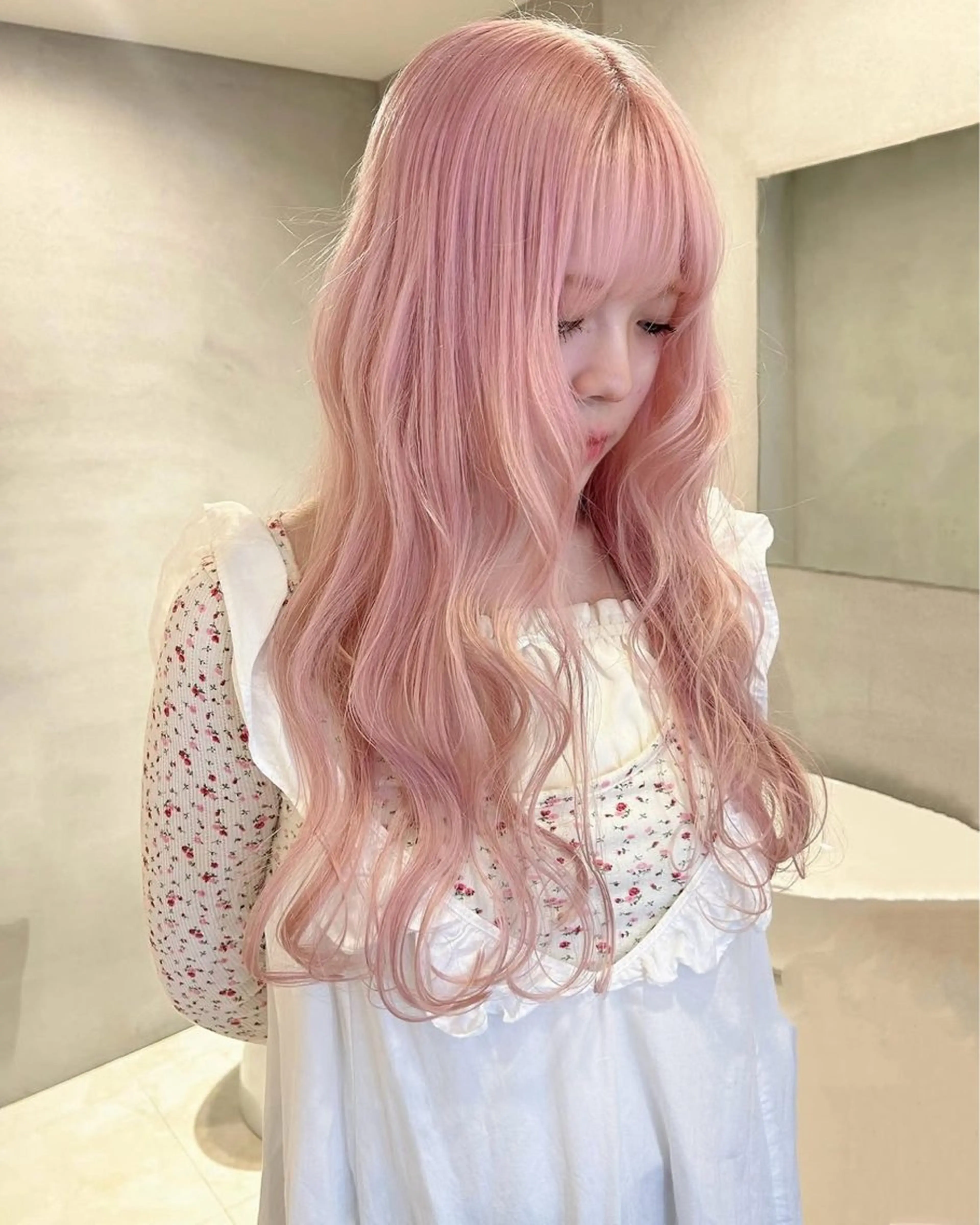 ロング カラー ベージュカラー ピンクカラー ピンクベージュ PELE 梅田 ANNEX 大阪梅田茶屋町店 ダブルカラー/ブリーチ/ハイトーン【ペレ】所属・梅田/ハイトーン/ Juriのヘアスタイル