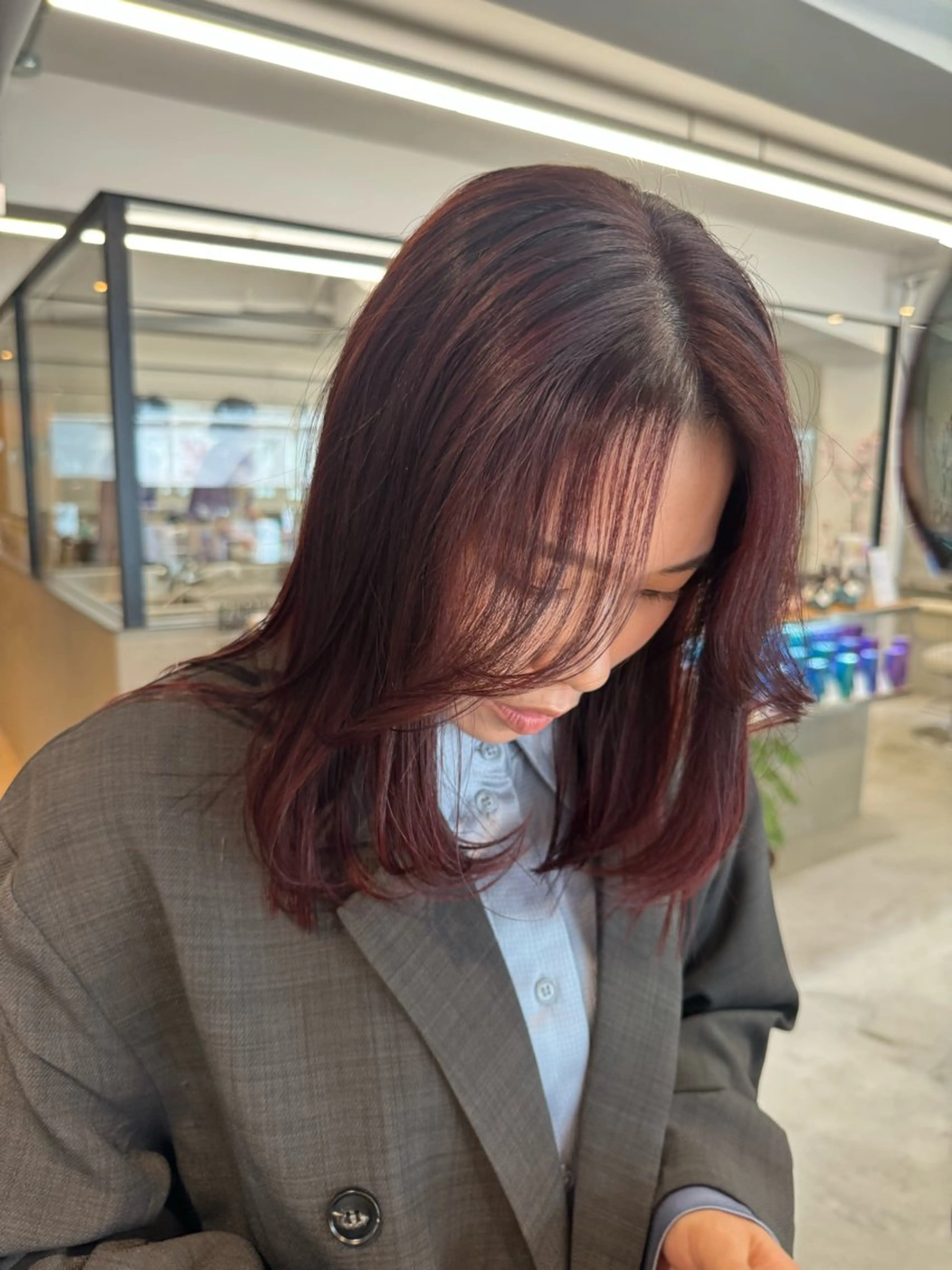 ミディアム カット ヘアカラー トリートメント INORI🐳/艶カ ラー/レイヤーカットのヘアスタイル