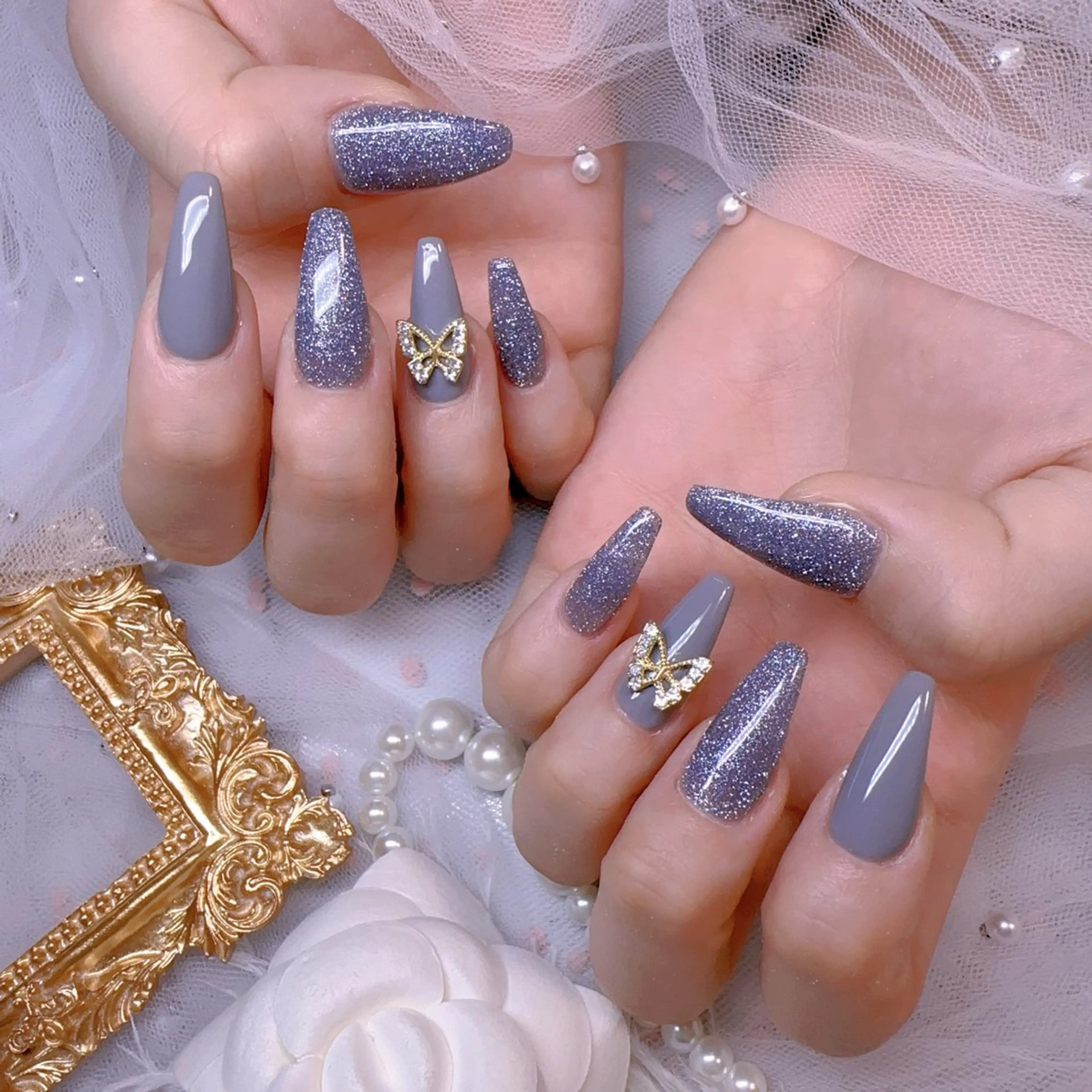 ネイル オーロラネイル フットネイル 韓国ネイル ラメ(グリッター) ラメグラデーション ハンドネイル Belle nail salon 新小岩のネイルデザイン
