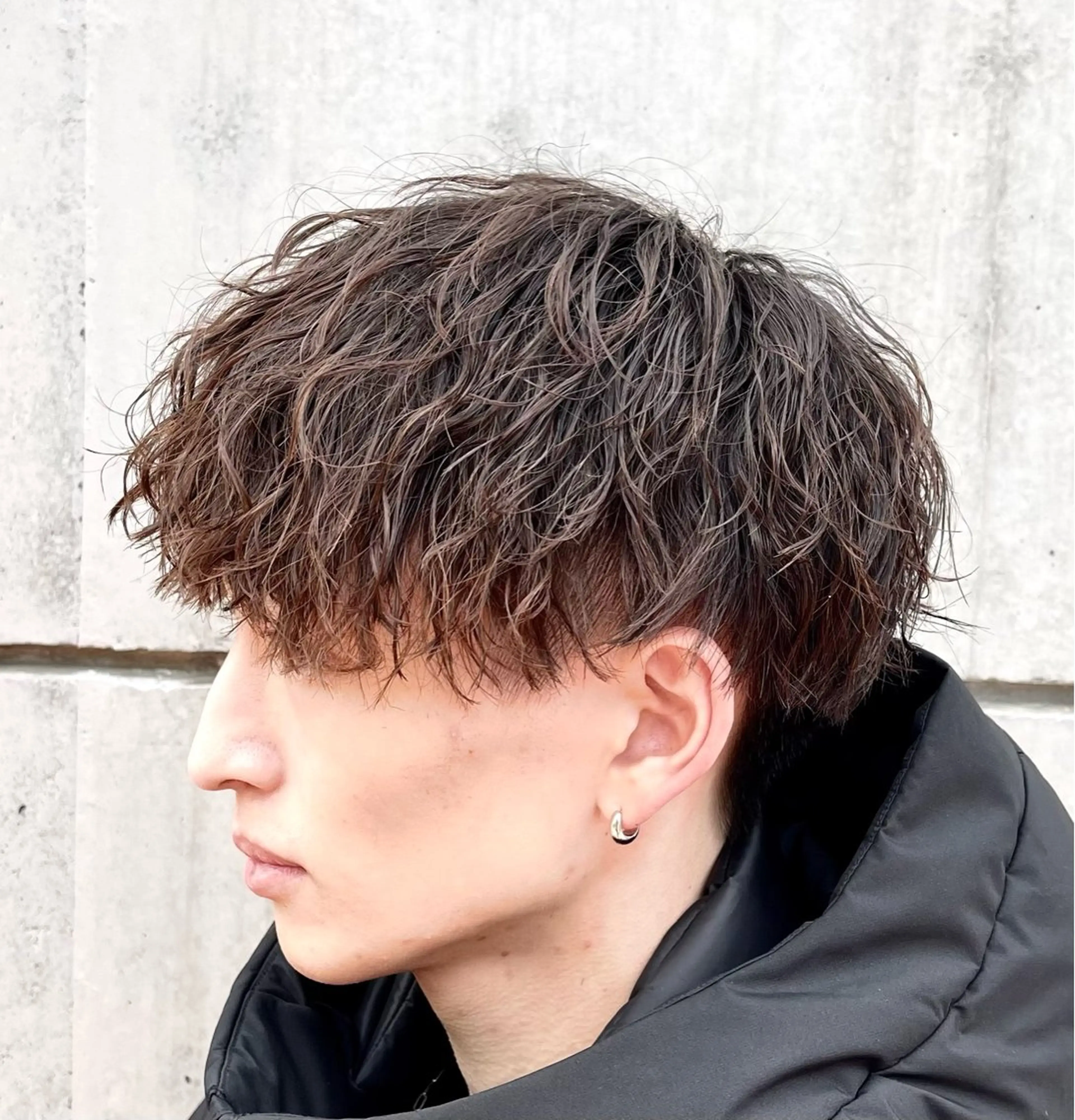 ミディアム パーマ メンズ カット パーマ 瀧本 一樹のヘアスタイル