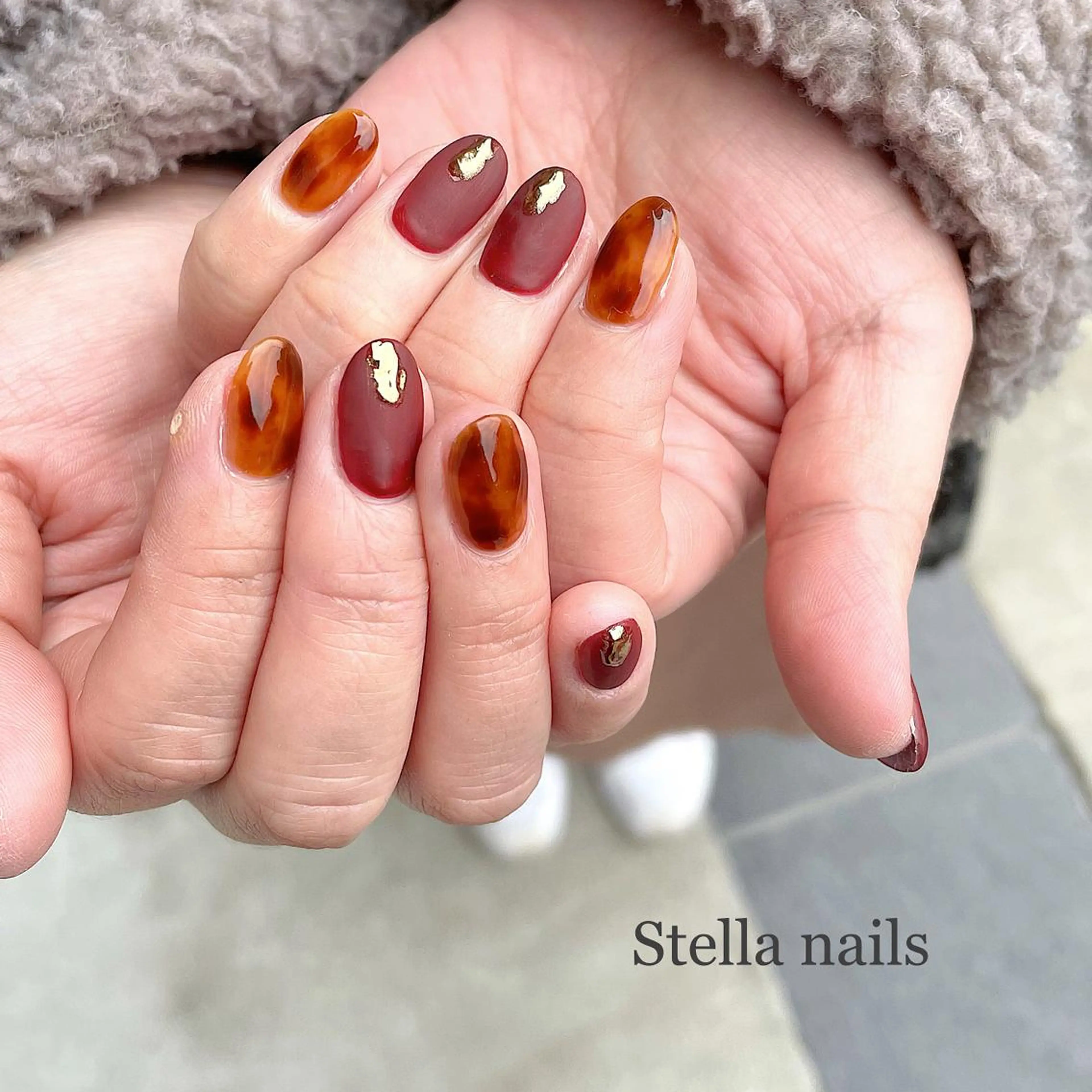 ネイル べっ甲ネイル Stella nailsのマツエク・マツパデザイン