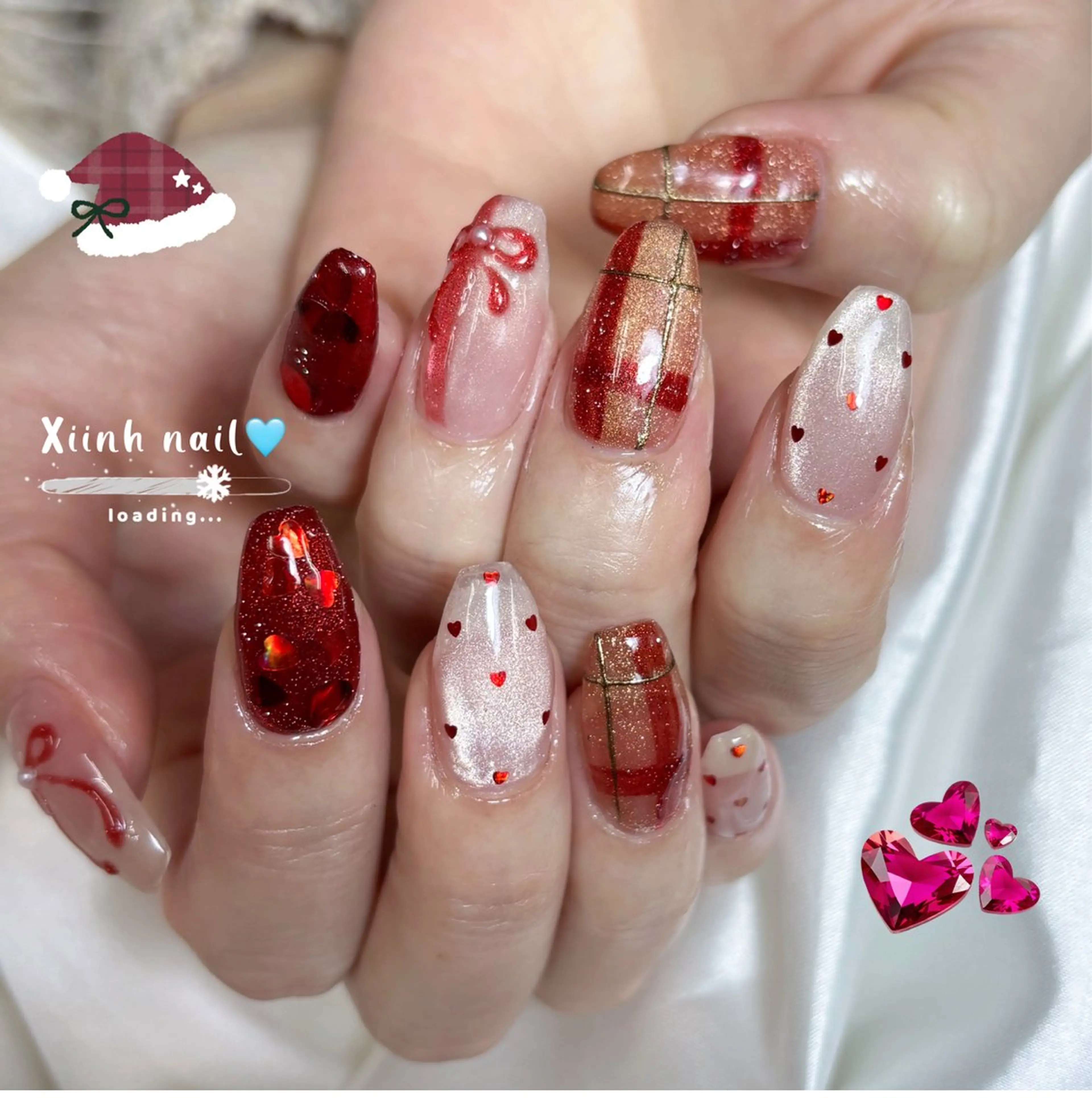 ネイル ブラウン チークネイル 桜ネイル 長さ出し フットネイル ハンドネイル XIINH NAIL SALONのネイルデザイン