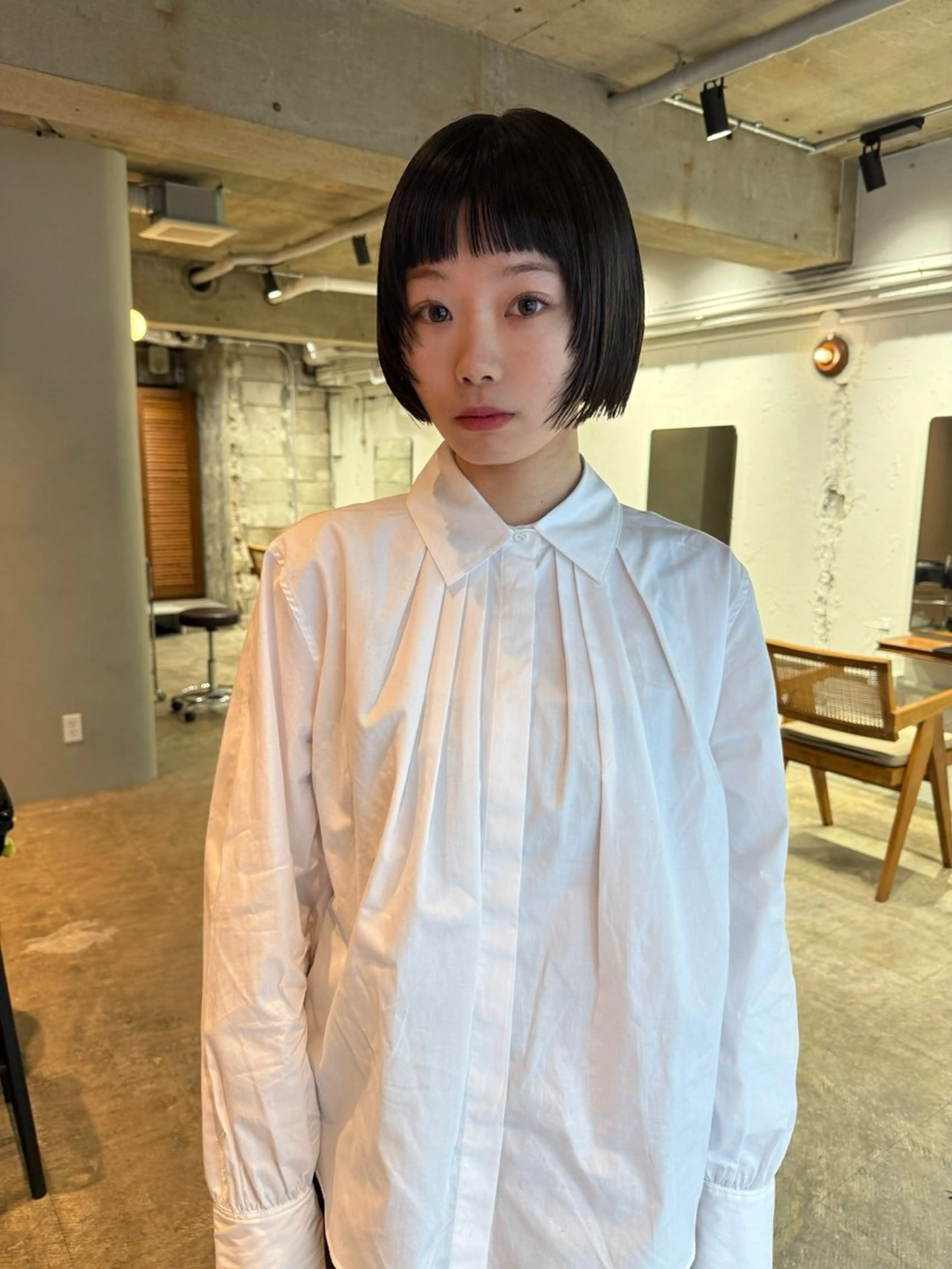 ショート カラー デザインカット オン眉 カット ヘアカラー トリートメント ヘッドスパ ヘアセット ere 代々木公園所属・みほ/ニュアンス/ モード/艶カラーのヘアスタイル