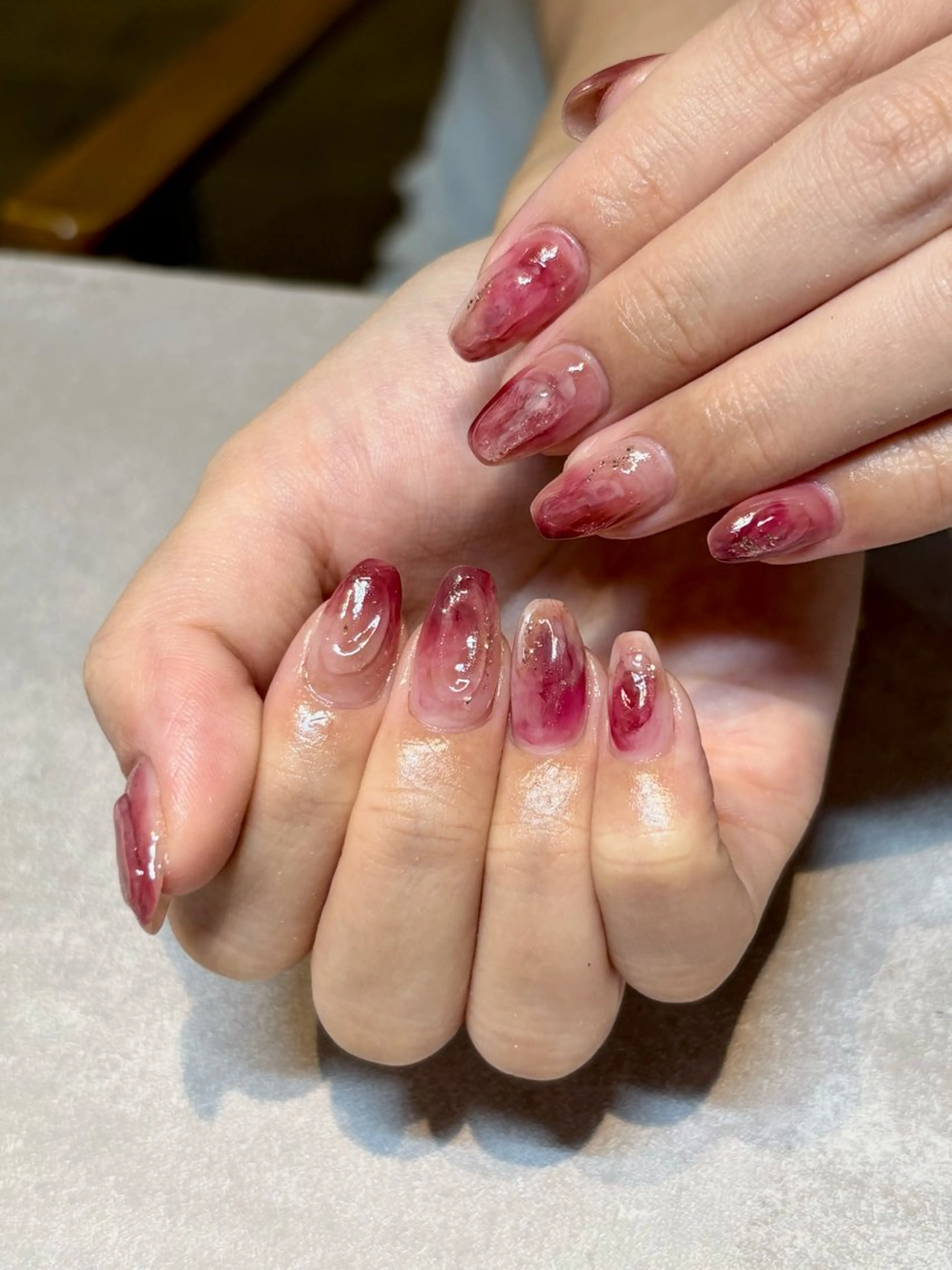 ネイル ボルドー ニュアンスネイル ハンドネイル Nagashima sanaのネイルデザイン