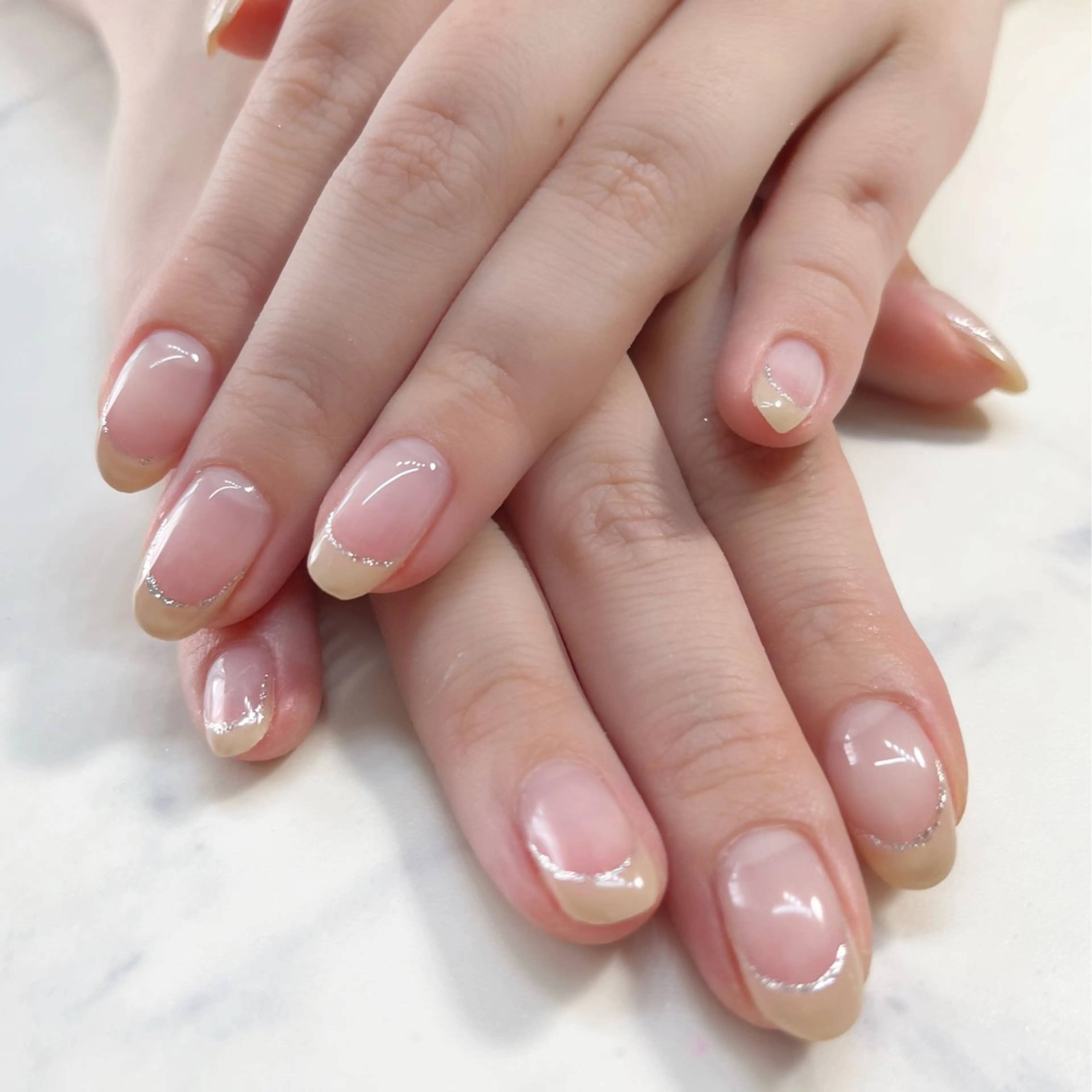 ネイル フレンチネイル ラメ(グリッター) K nail所属・Knail いがわのネイルデザイン