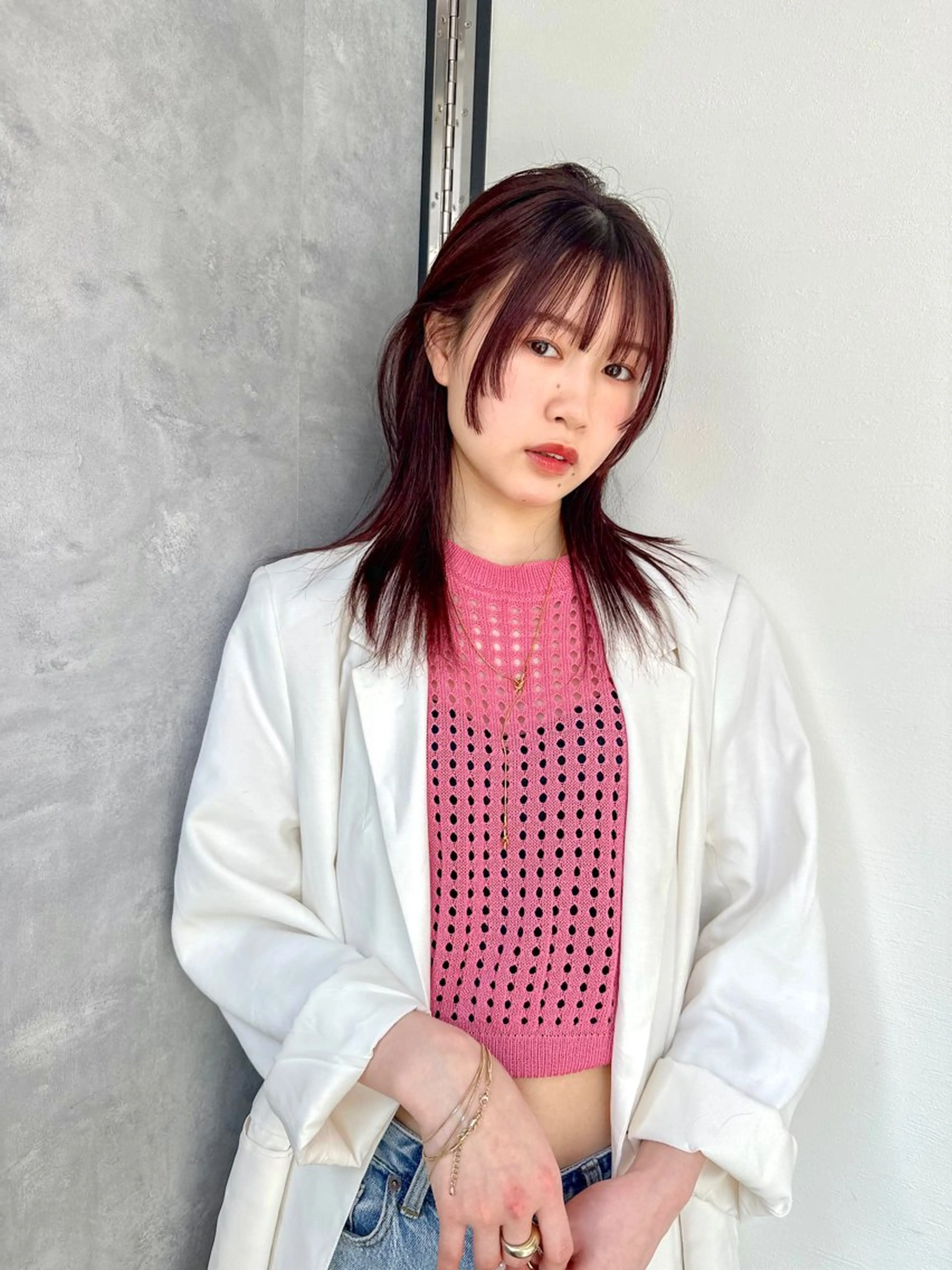 セミロング カラー メンズ ブラウンカラー ラベンダーカラー オレンジ ピンクカラー ピンクブラウン nao/福岡美容室 パーマ/ボブパーマのヘアスタイル