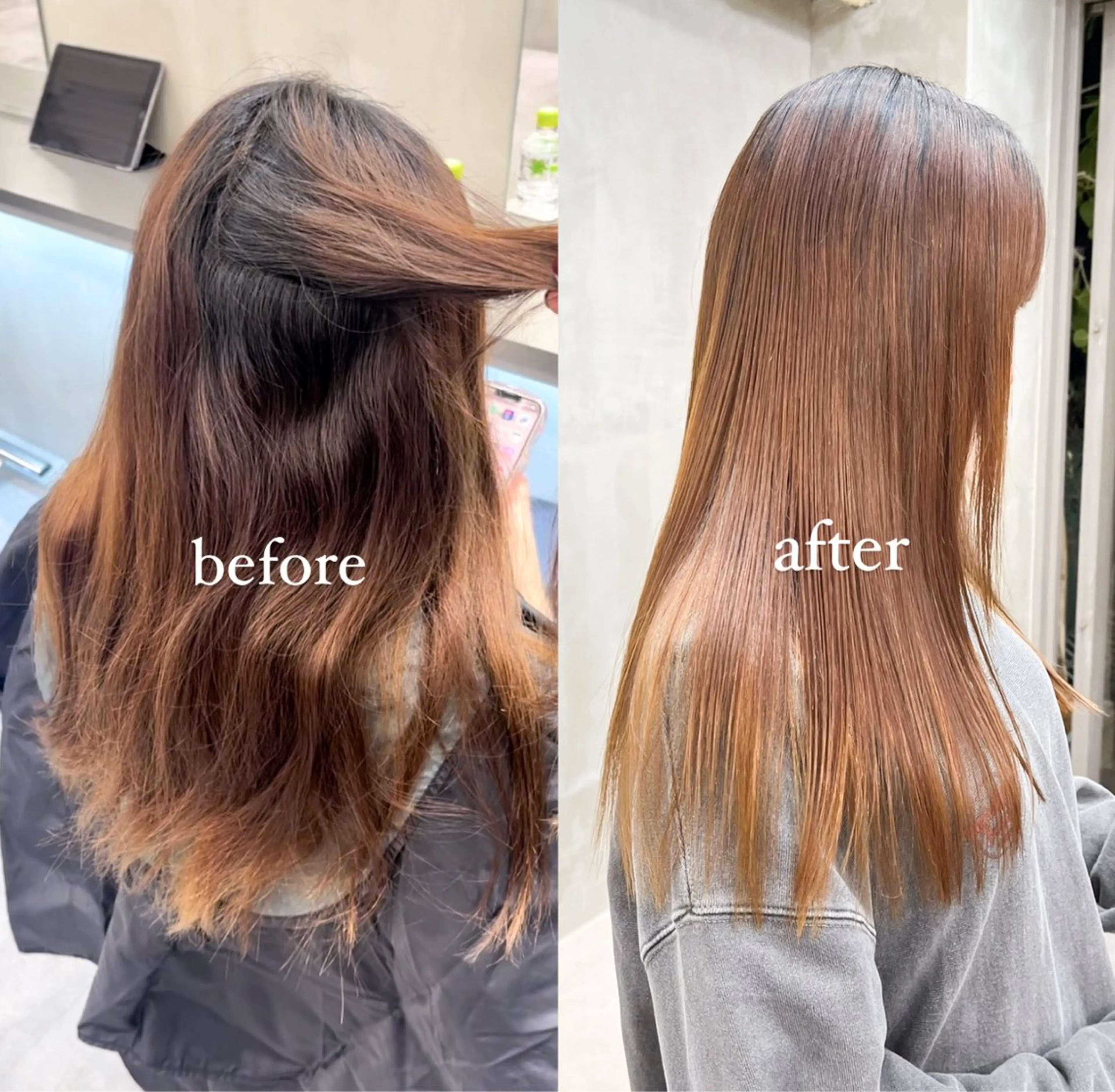 ロング カラー 酸性ストレート カット 縮毛矯正 the path ナツミのヘアスタイル