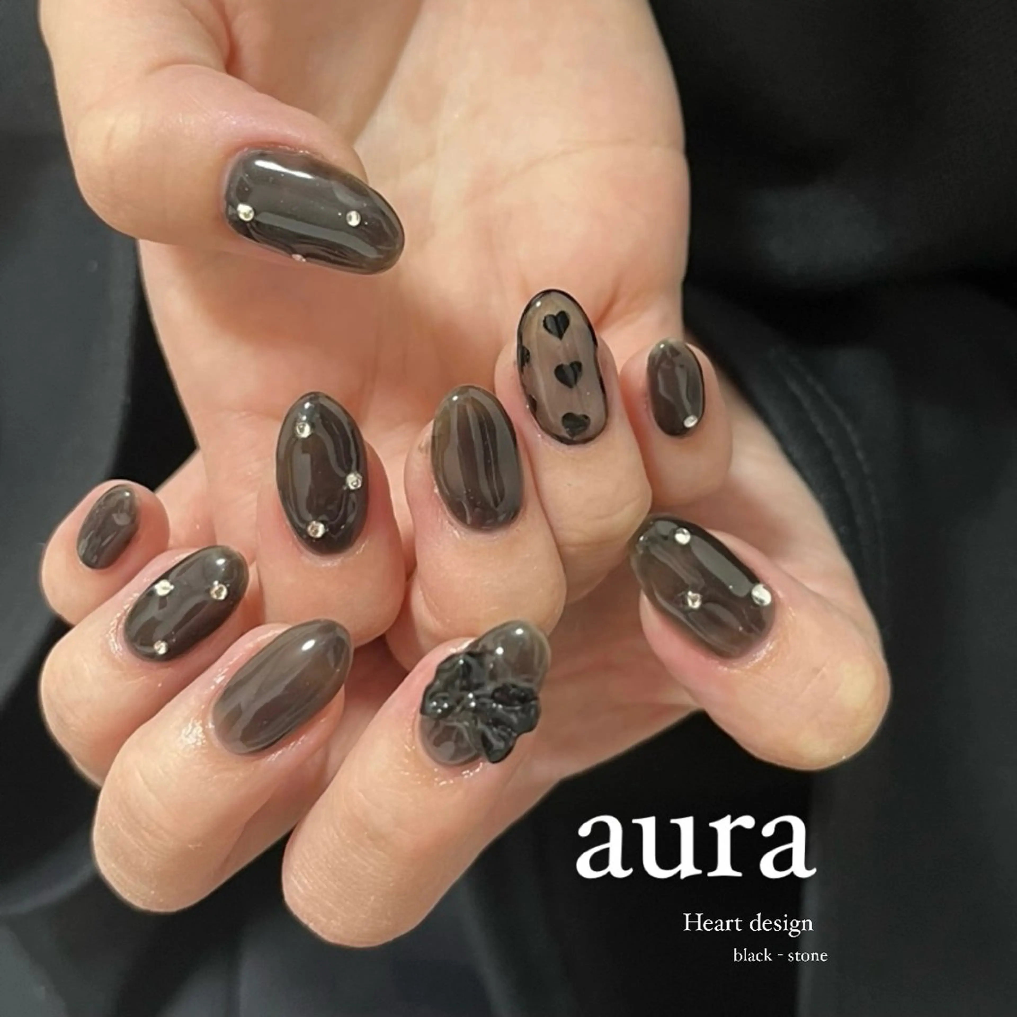 ネイル アートネイル ハート リボン aura所属・nail salon auraのネイルデザイン