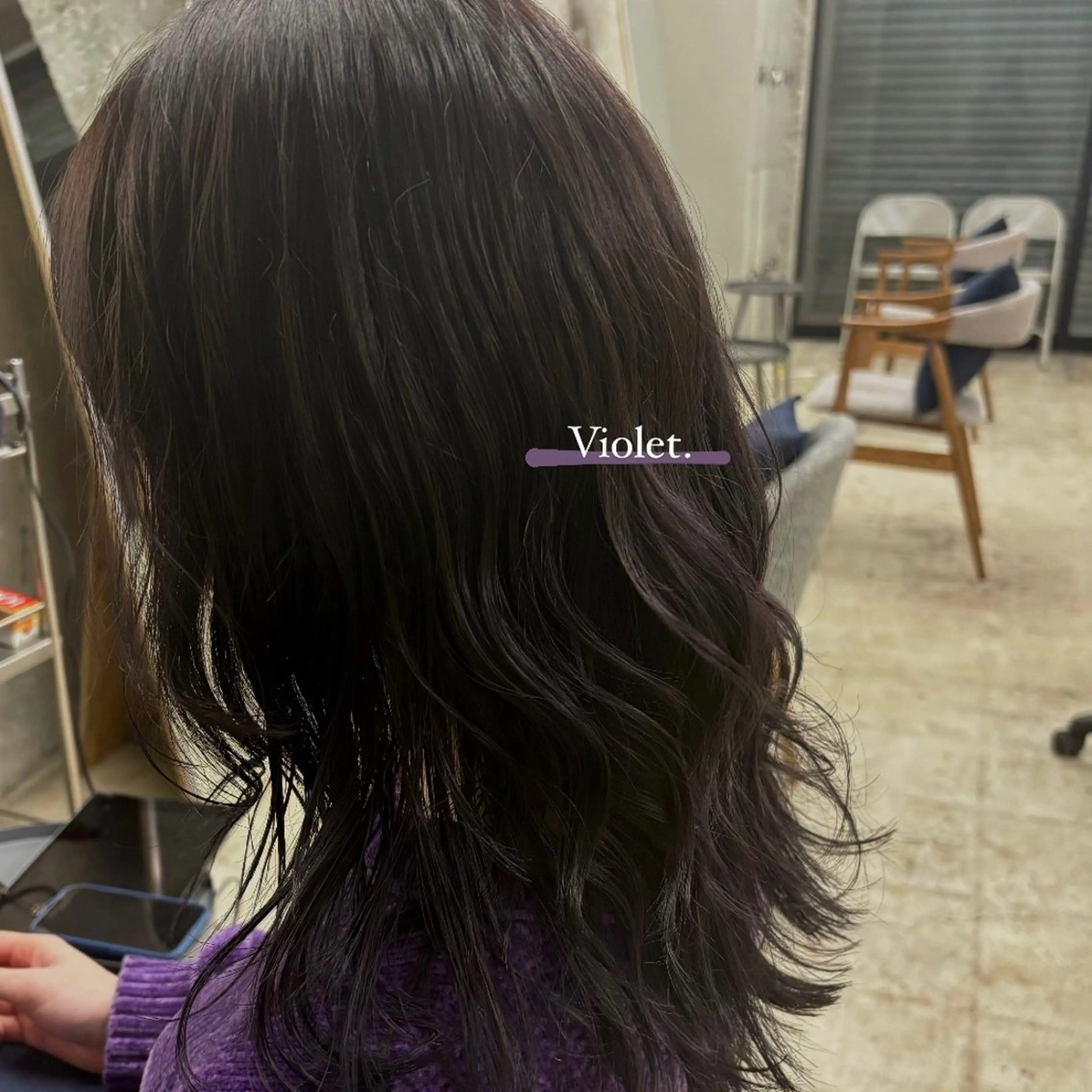 セミロング カラー 透明感カラー バイオレットカラー ヘアカラー トリートメント Moanin'所属・さが あゆかのヘアスタイル