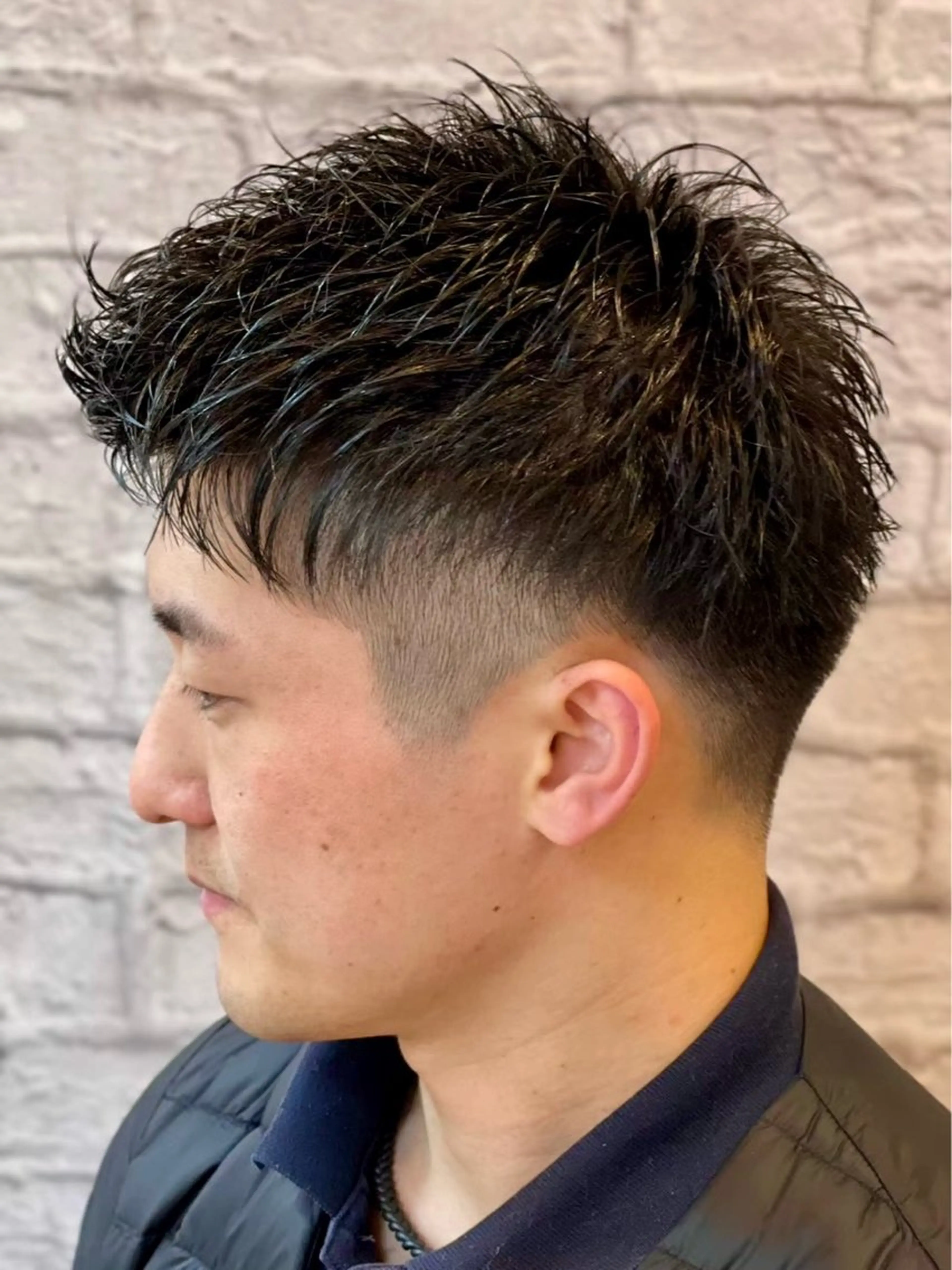 ショート パーマ ヘアアレンジ メンズ キッズ 子どものヘアアレンジ アップバング センターパート ダウンパーマ フェードカット カット ヘアセット メンズカット/パーマ 山崎航平💈のヘアスタイル