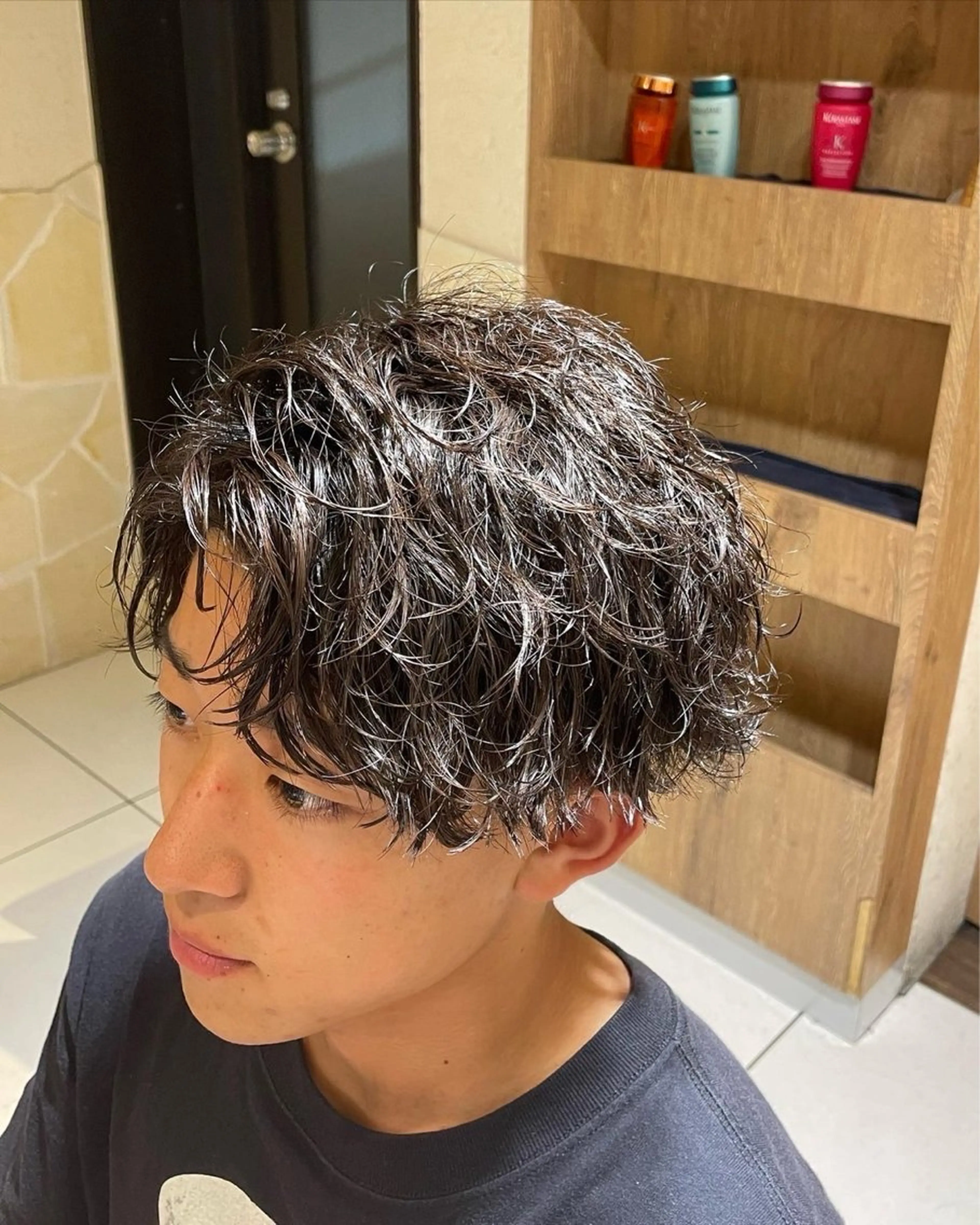 ショート カラー パーマ メンズ シャドウパーマ 石見のヘアスタイル