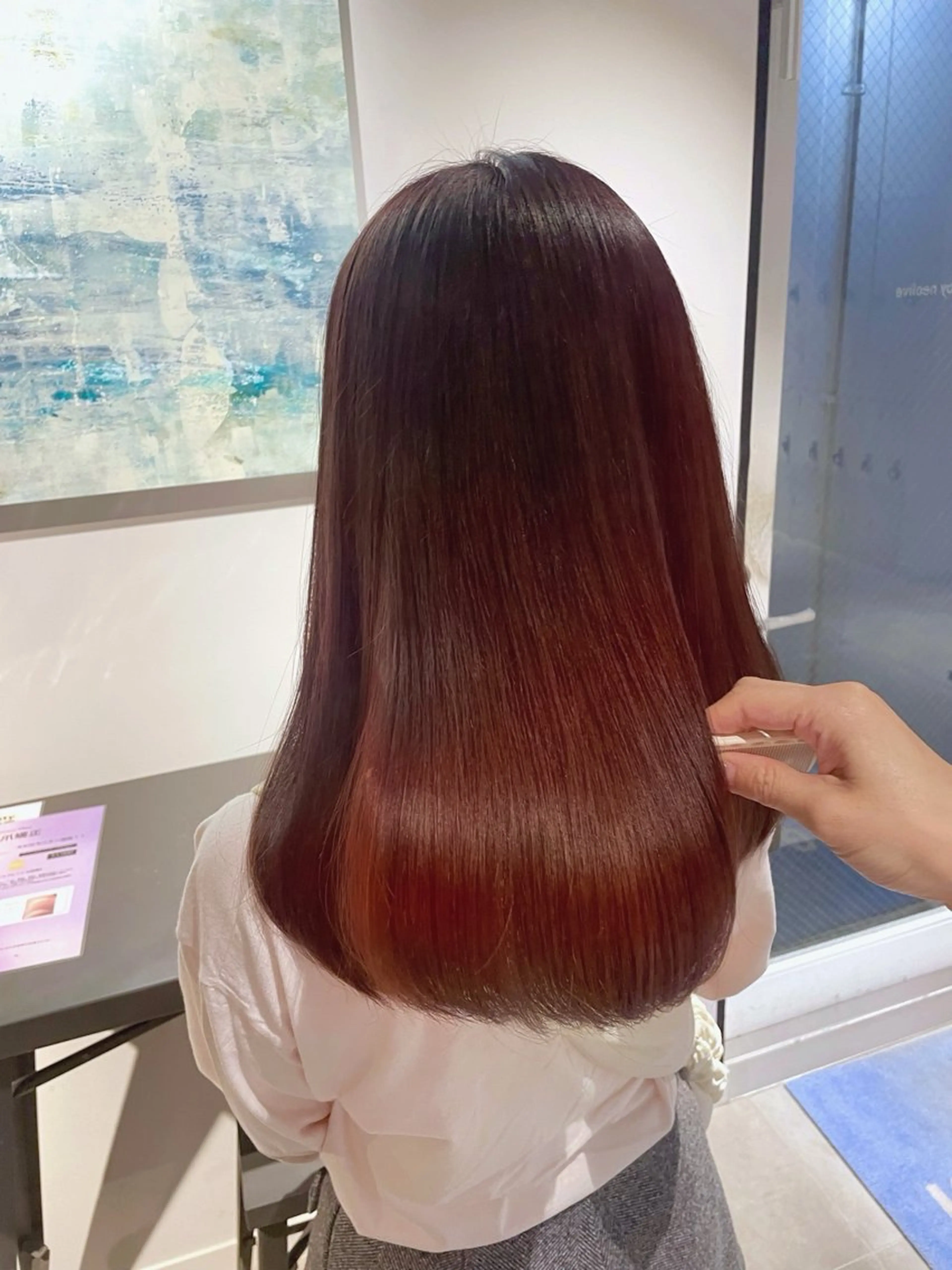 ロング カラー ブラウンカラー ピンクカラー ピンクブラウン レイヤー/髪質改善カ ラ-🤍津田奈々美‎のヘアスタイル