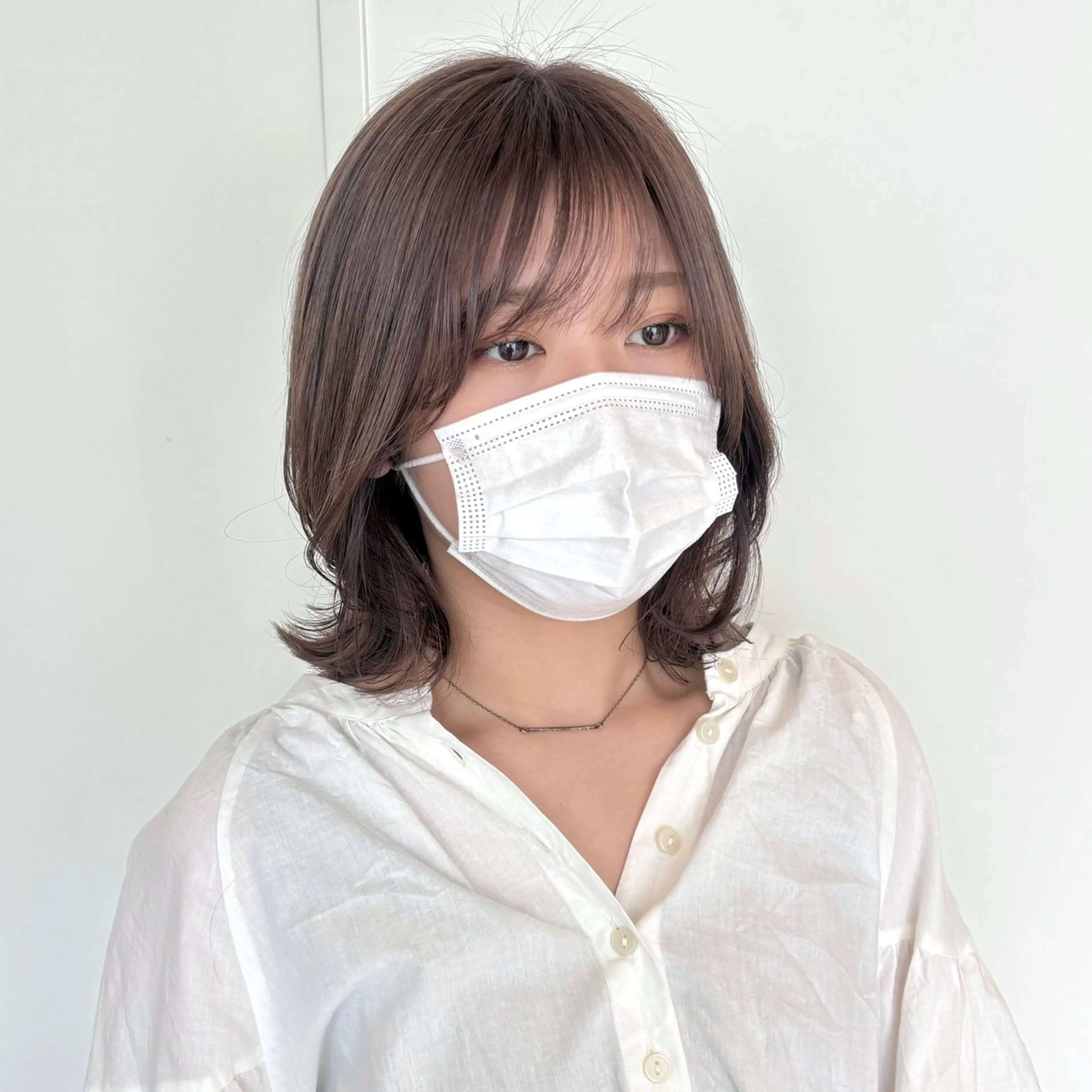 ミディアム カラー ミディアムレイヤー ブリーチ グレージュ ラベンダーカラー ラベンダーグレージュ 透明感カラー/ 寺田千雅子のヘアスタイル