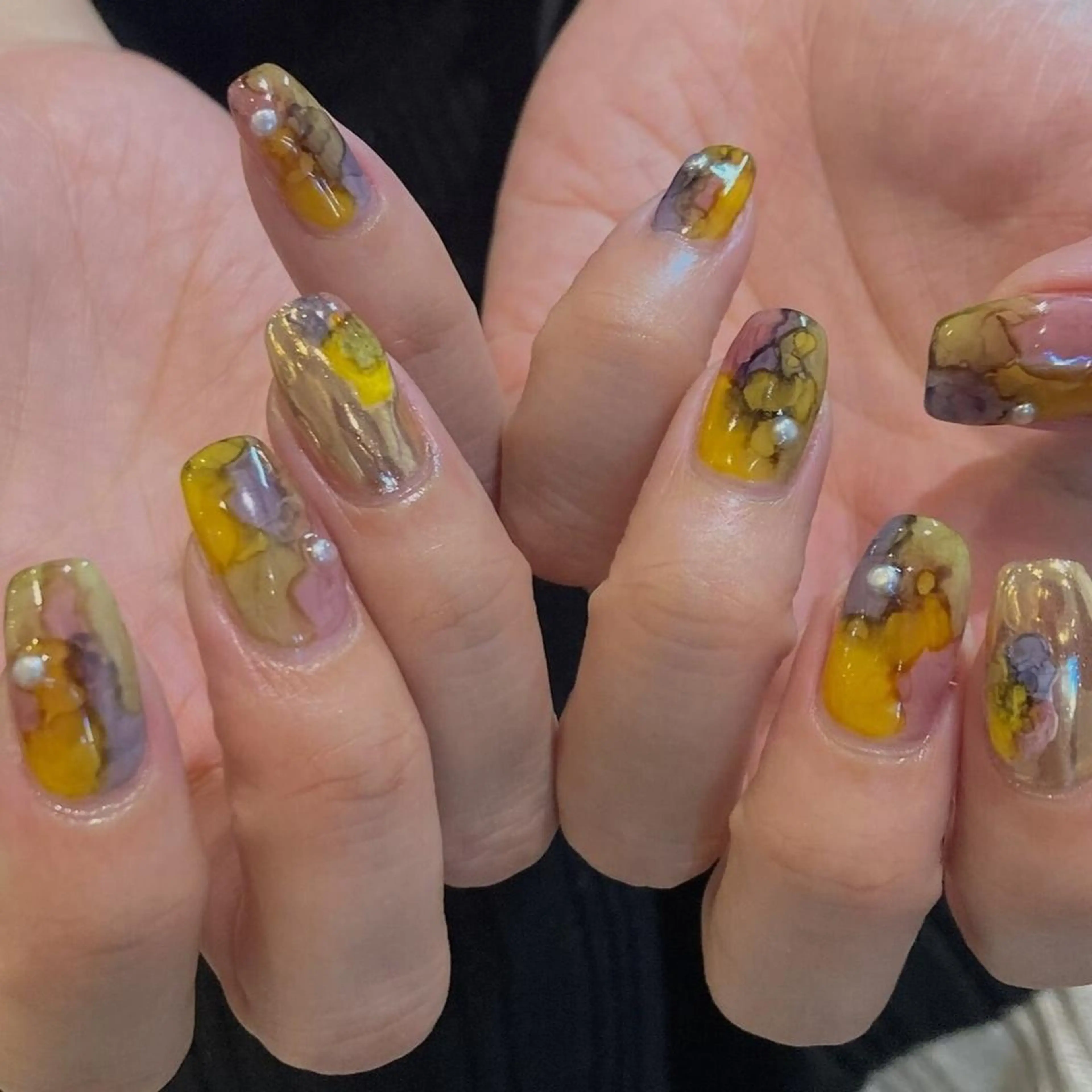 ネイル アートネイル クリアネイル フレンチネイル ジェルネイル ガラスフレンチ 【パラジェル認定】 newiネイル京橋のネイルデザイン