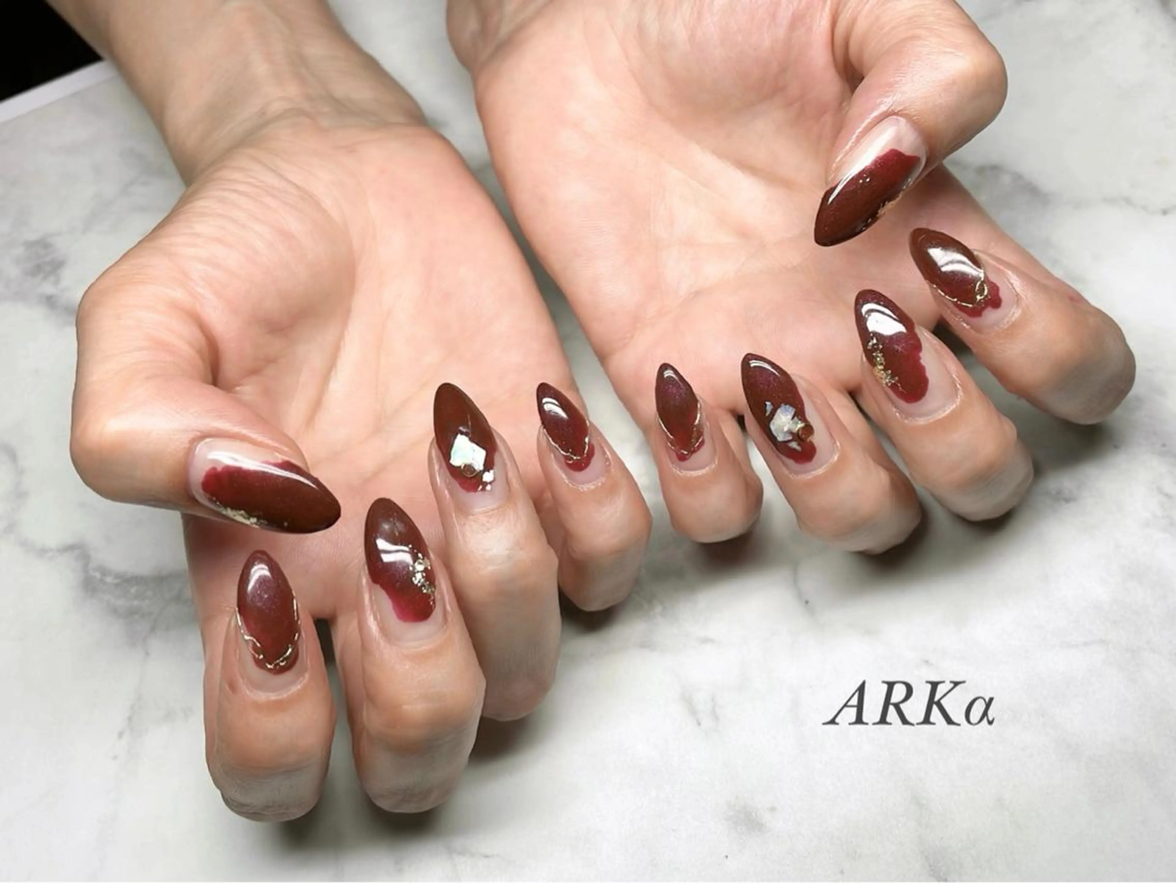 ネイル ミラーネイル ハンドネイル ARKα Nishiのネイルデザイン