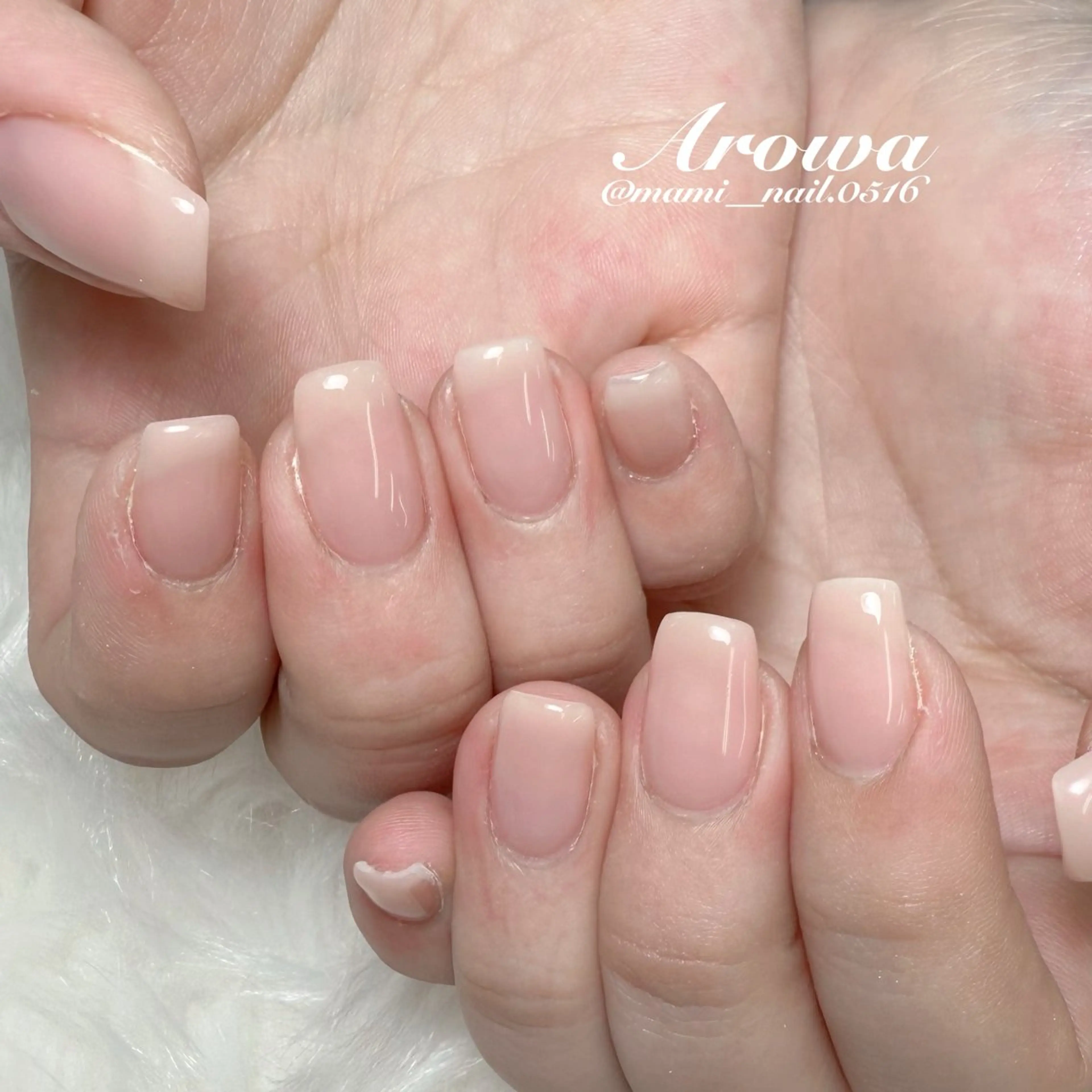 ネイル ワンカラーネイル スクエアネイル ハンドネイル Arowa まみのネイルデザイン