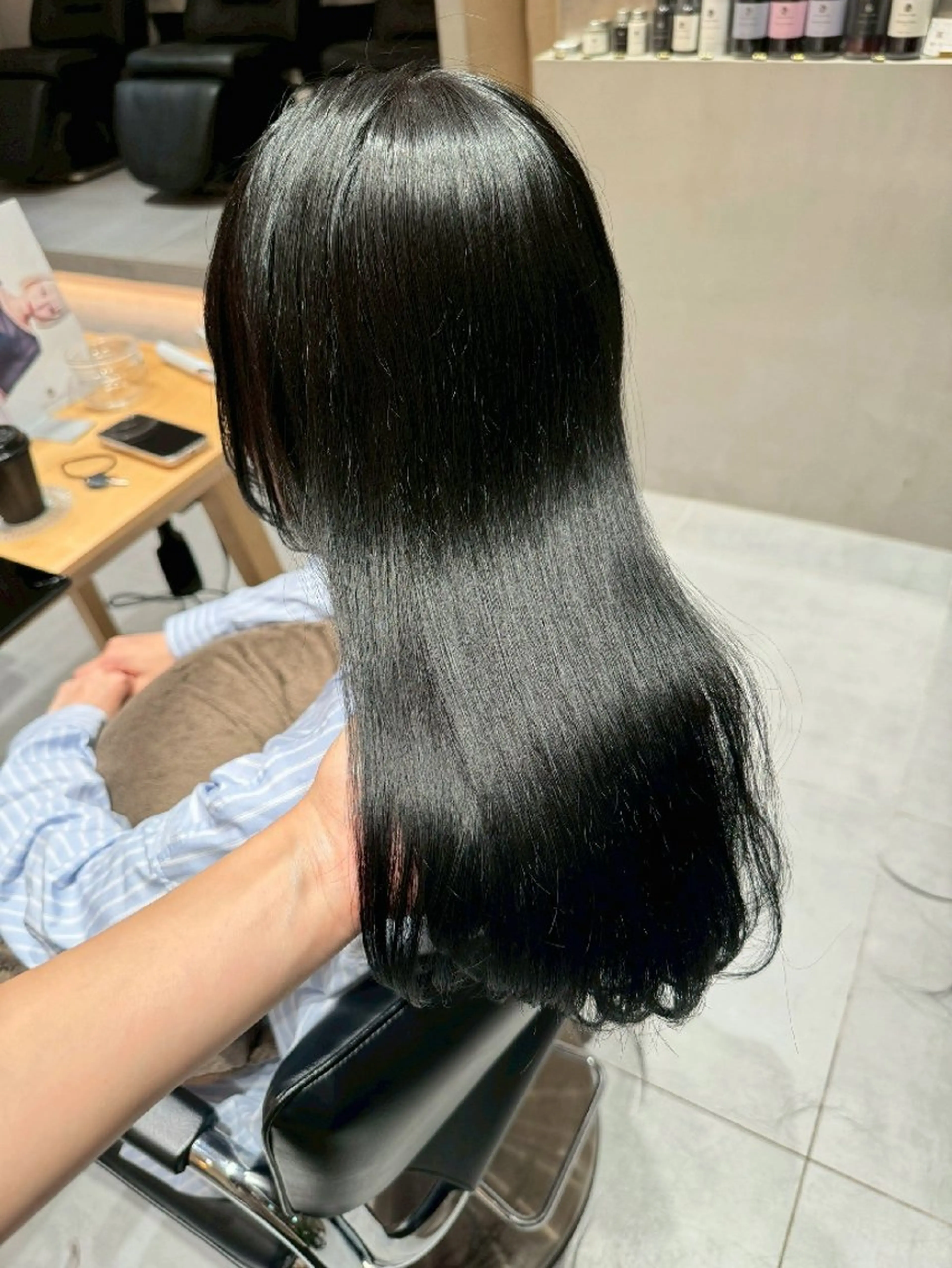 ロング カラー アッシュ アッシュブラック 黒髪 ヘアカラー 🌷あかり🌷  カラーモデル募集中のヘアスタイル