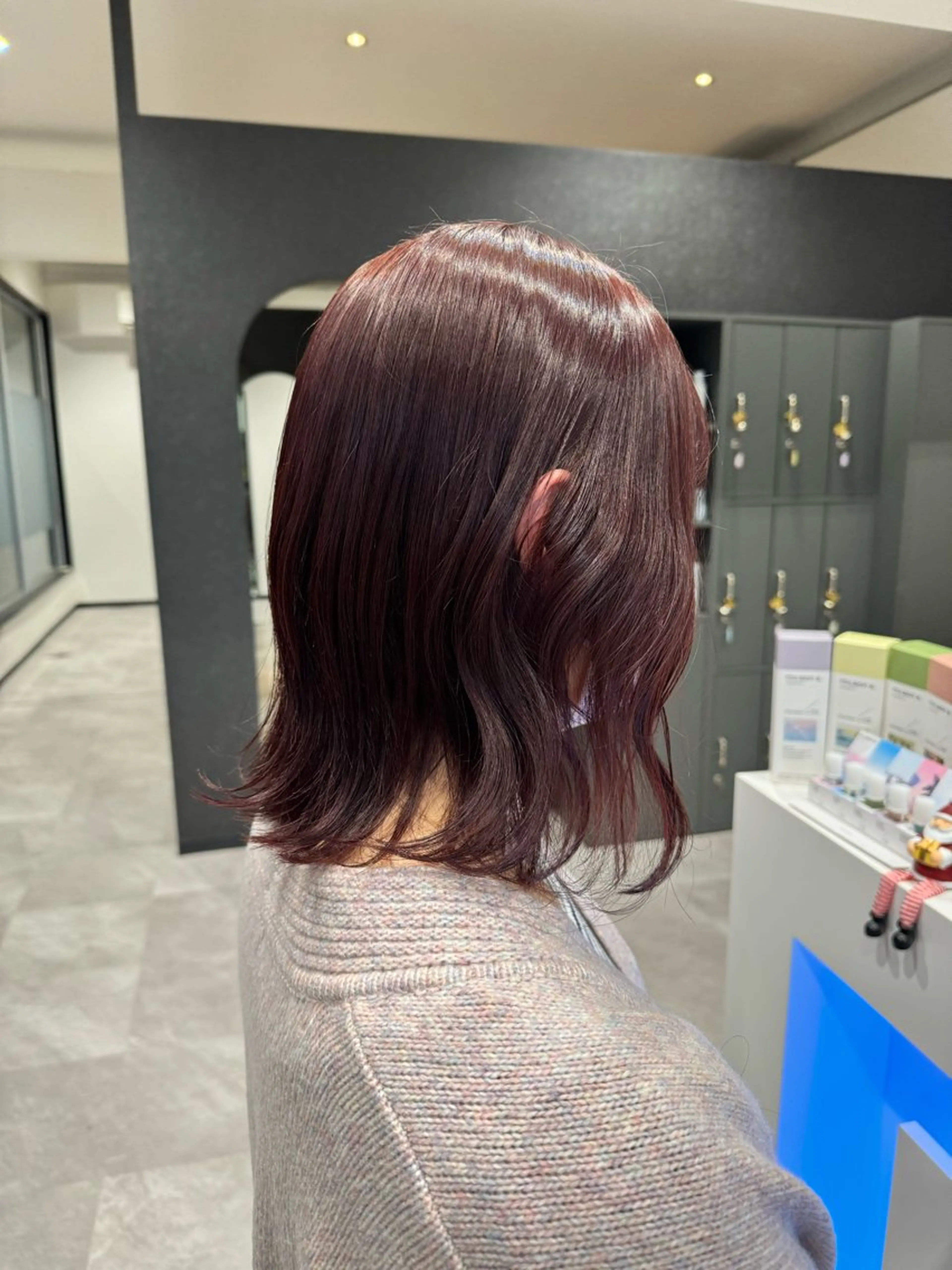 ミディアム ピンクブラウン JILL    hair所属・maki💖 暖色カラーのヘアスタイル