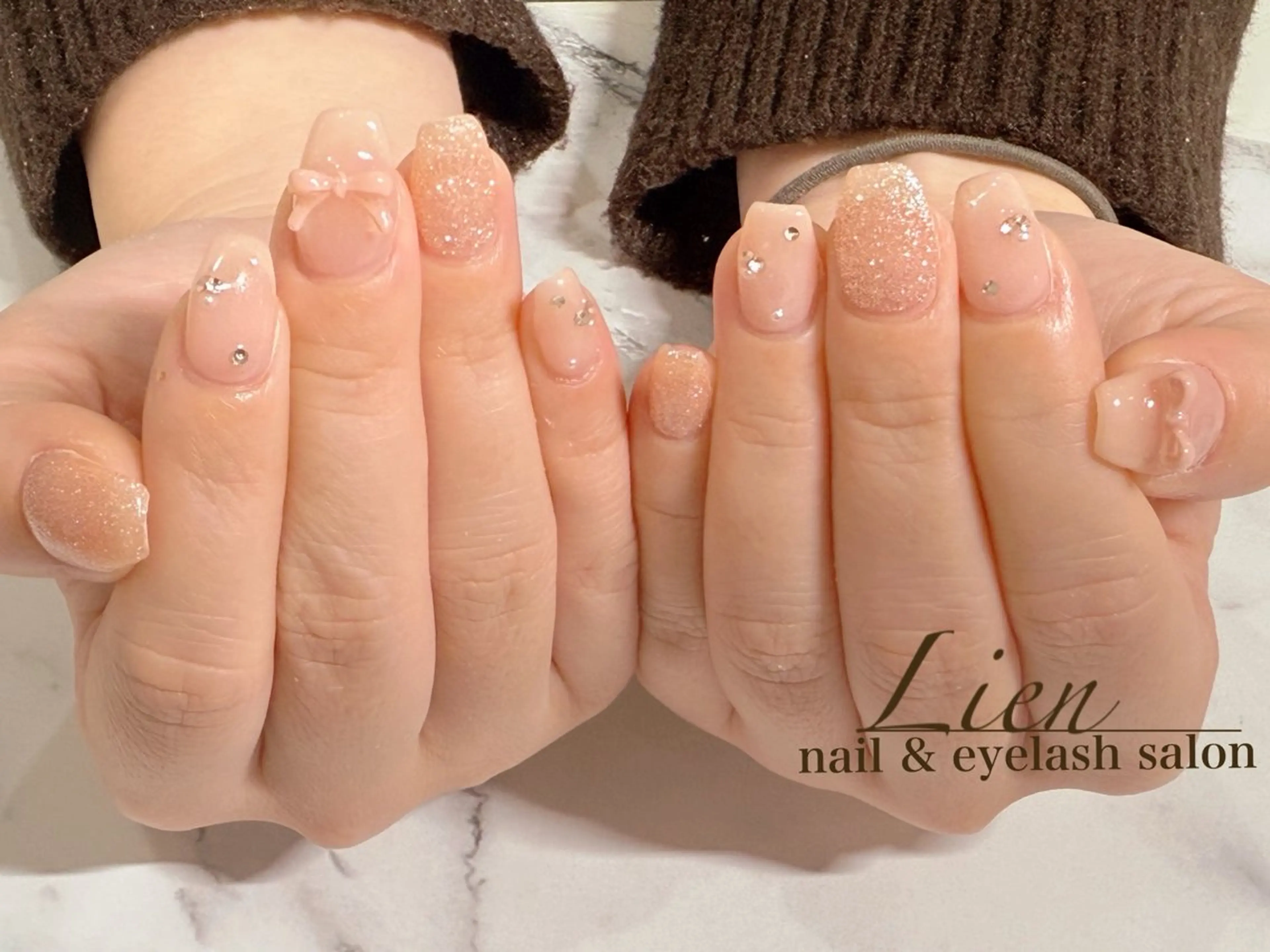 ネイル 長さ出し フットネイル フレンチネイル ジェルネイル ガラスフレンチ ハンドネイル Lien(リアン) 銀座駅6分のネイルデザイン
